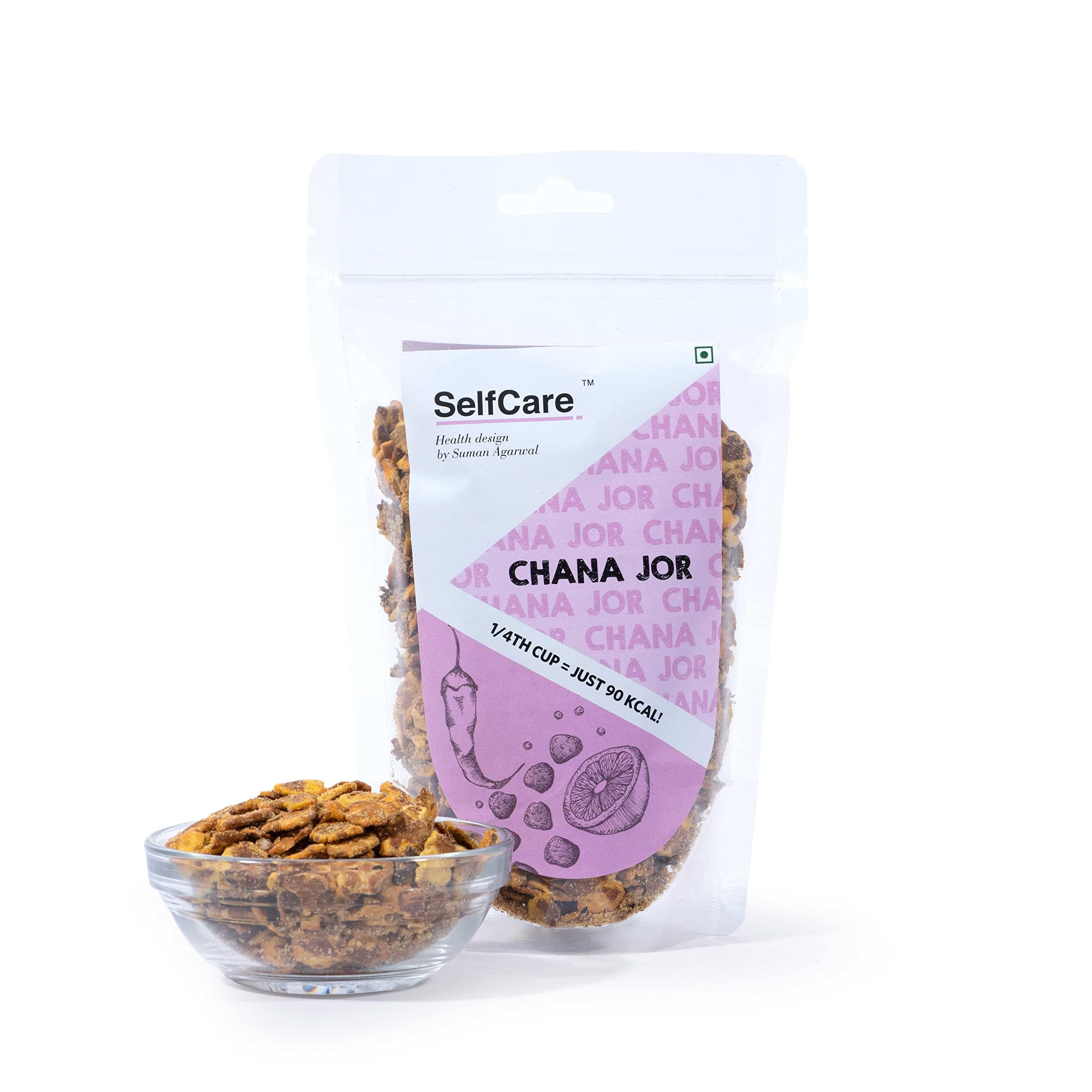 SelfCare By Suman Agarwal Chana Jor Pack of 1 200g | Roasted - No Added Sugar - Vegan | Snacks - Namkeen - Grocery | Spicy Crunchy & Chatpata - Tae time Snakcing | Jain & Travel Friendly