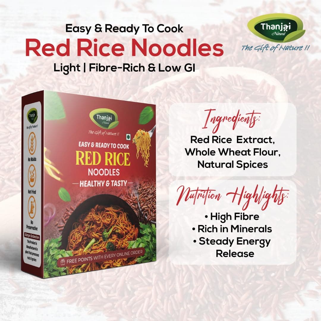 Thanjai Natural Red Rice Millet Noodles 180 Grams X 5 (900 Grams) of Homemade Natural Millet Noodles(No Preservatives, No Chemicals, No Artificial Extract) — image 6