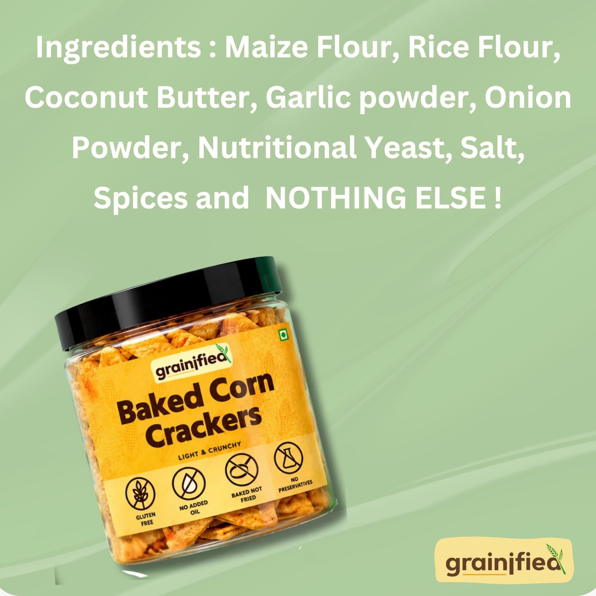 Grainified Baked Corn Crackers | Baked Not Fried | No Added Oil | No Preservatives | 120g — image 2