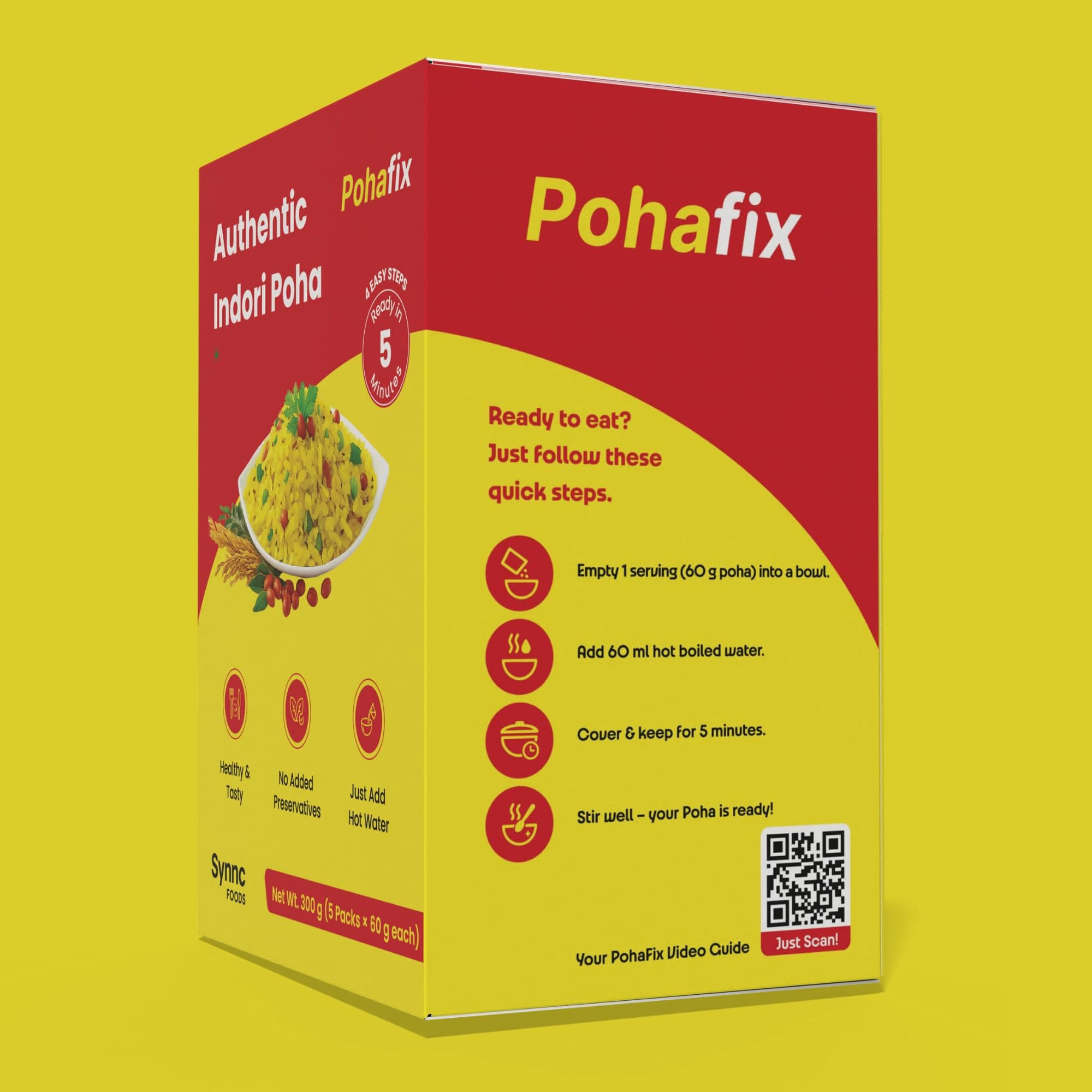 Instant Indori Khatta Mitha Poha 300 gram (60 * 5) With Indori Sev 100 gram (Indori Poha With Sev 100 Gram) — image 5