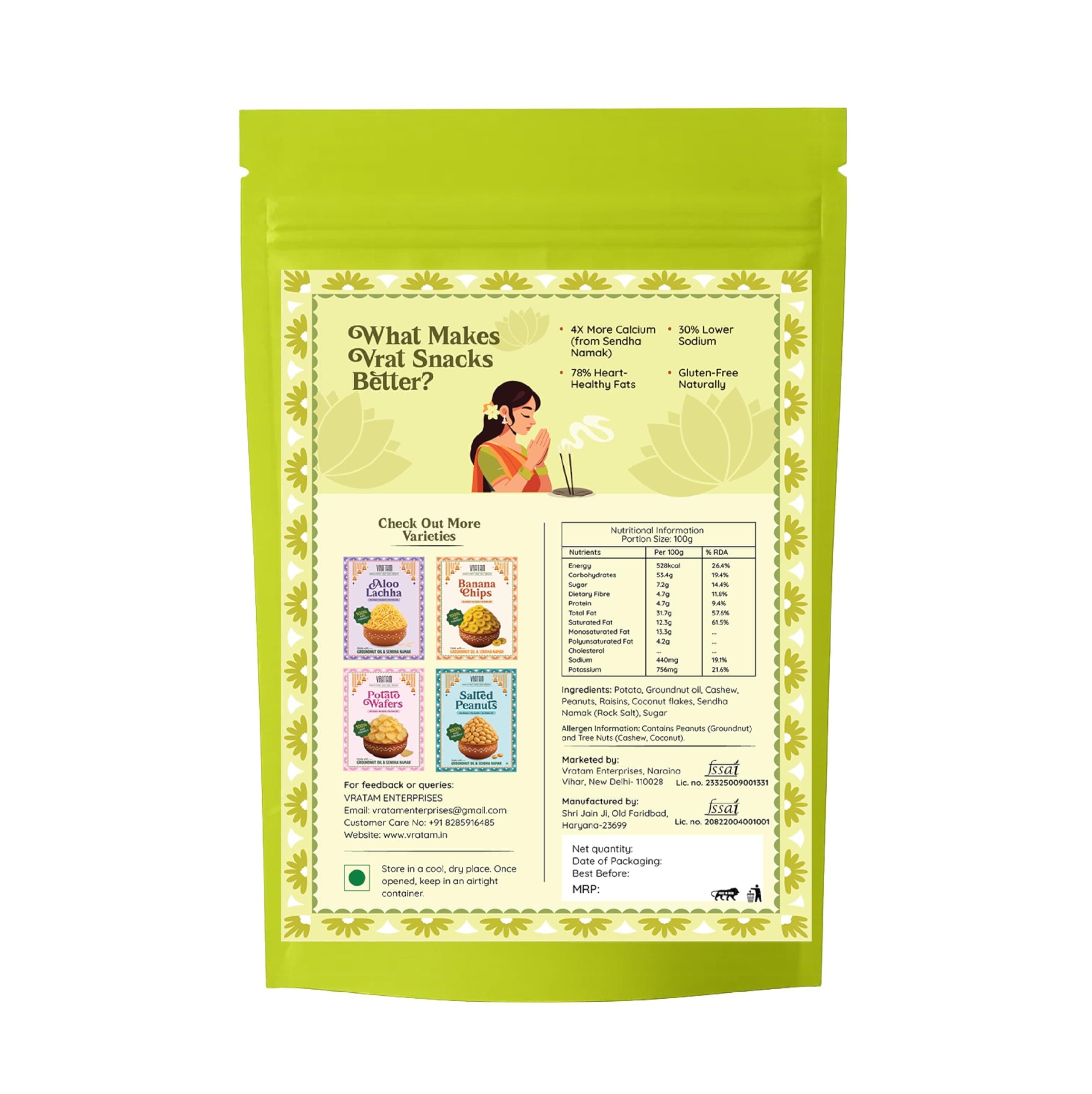 Vratam Falhari Trail Mix | Healthy Homemade Namkeen for Diet | No Onion No Garlic No Palm Oil | Guilt Free Snacks made in Groundnut Oil | Sweet and Salty Mixture for Home | 190G (pack of 1) — image 3