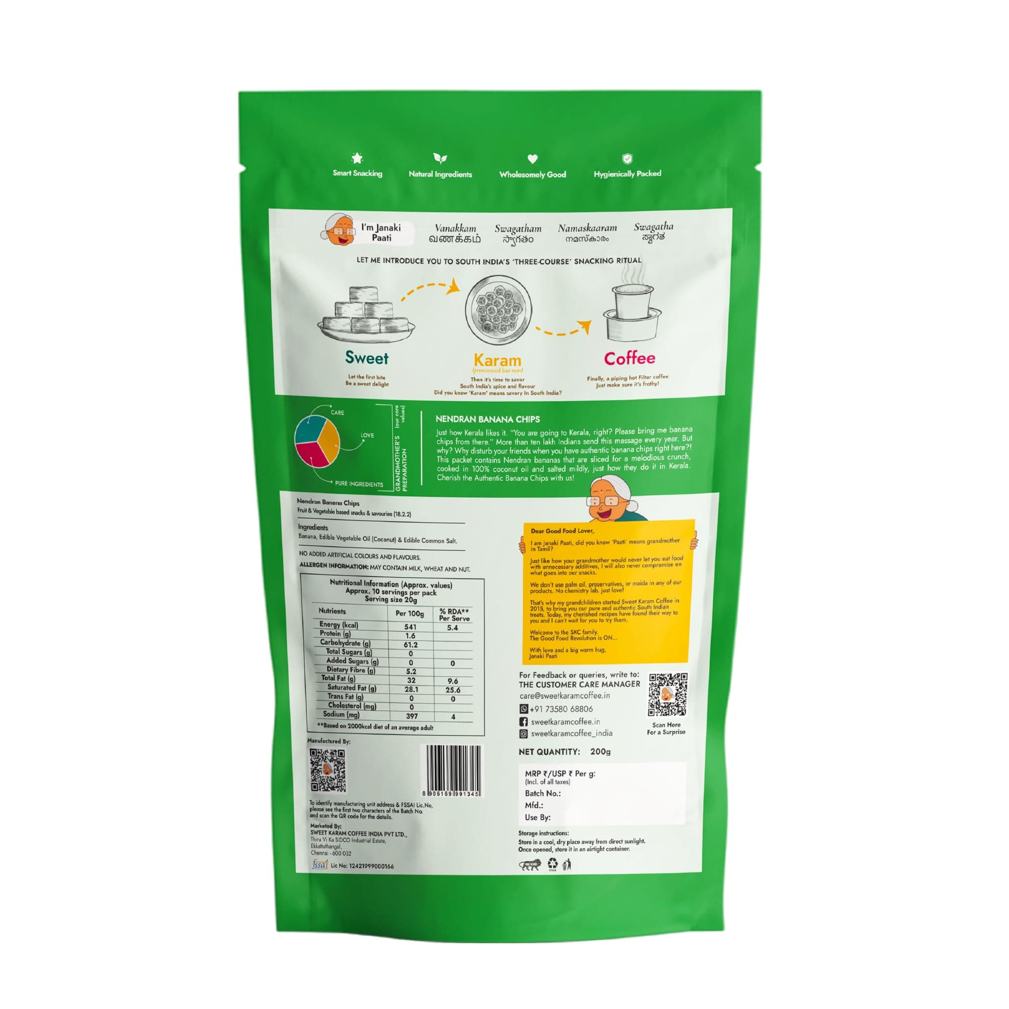 Sweet Karam Coffee Nendran Banana Chips – 200 grams | Made with 100% Coconut Oil | No Preservatives | Kerala Special Crispy, Thin Sliced Yellow Plantain Wafers | Healthy Tea Time Snack — image 4