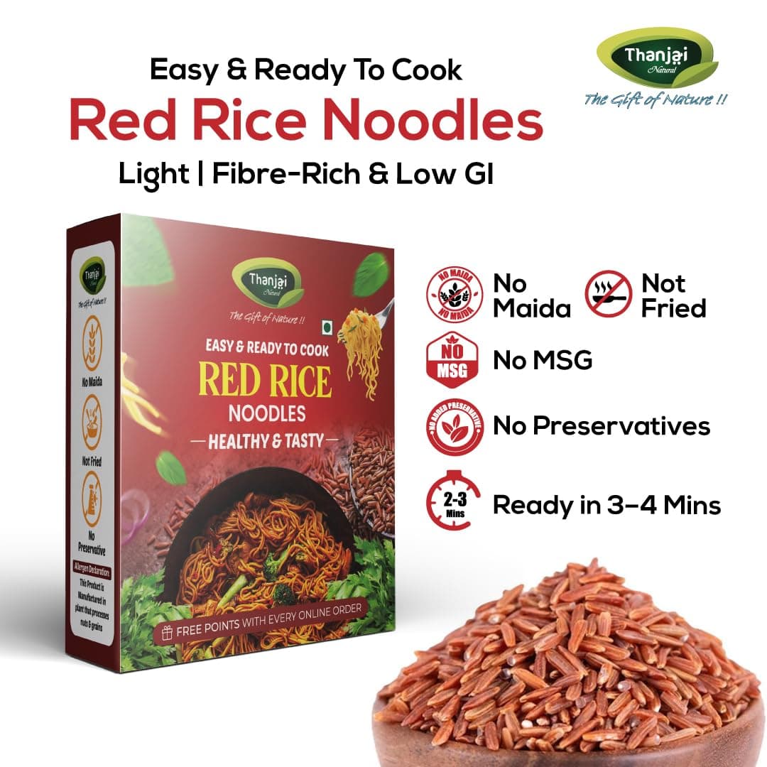 Thanjai Natural Red Rice Millet Noodles 180 Grams X 5 (900 Grams) of Homemade Natural Millet Noodles(No Preservatives, No Chemicals, No Artificial Extract) — image 4