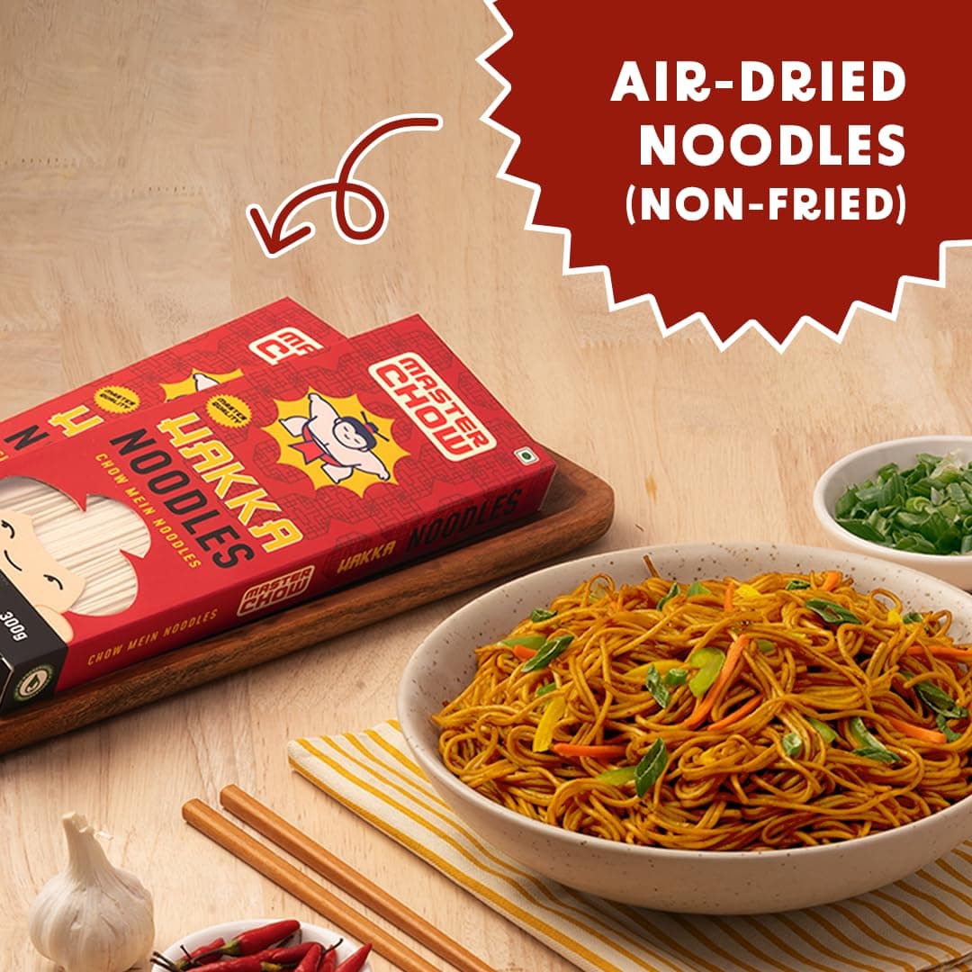 MasterChow Chinese Veg Hakka Noodles - Pack of 2 | No Preservatives | No Maida, Not Fried | Serves 10 Meals - 600gms — image 4