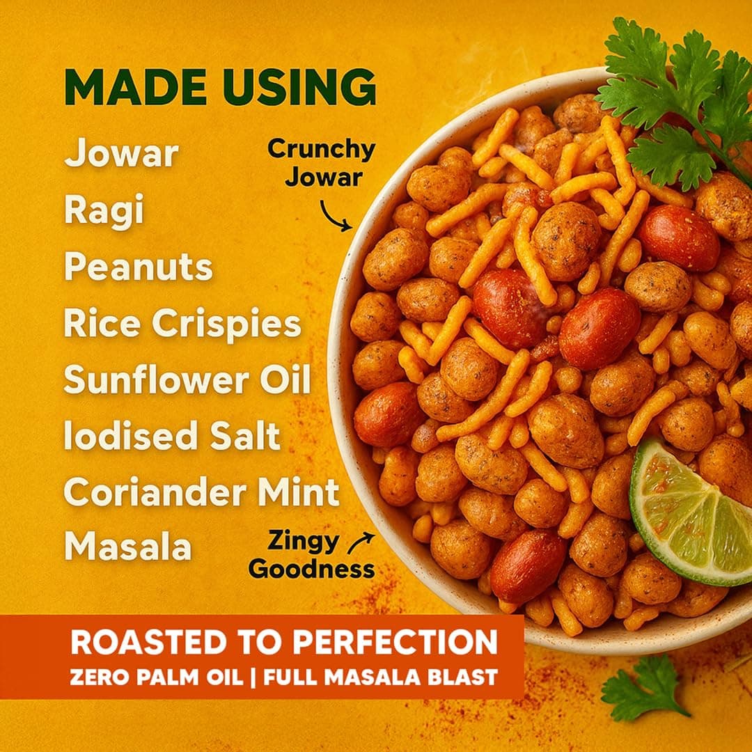 Eat Better Co Millet Bhel – Bombay Bhelpuri | Chatpata Crunchy Healthy Snacks | Roasted Not Fried | No Palm Oil, Zero Trans Fat | Healthy Millet Namkeen (135g) — image 4