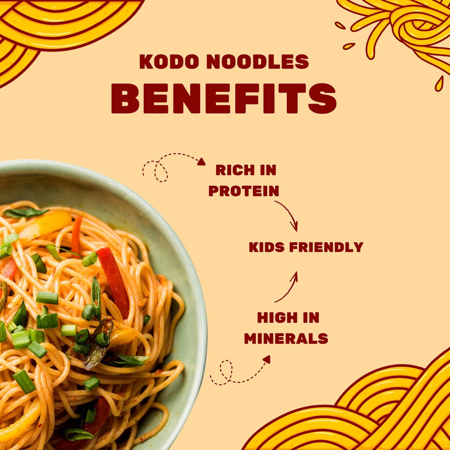 Millet Mania Kodo Millet Noodles | Nutrient-Packed, Gluten-Friendly & High-Fiber Instant Noodles with Traditional Taste | Healthy, Quick-Cooking Snack for Kids, Adults & Seniors | 210g (Pack of 1) — image 3