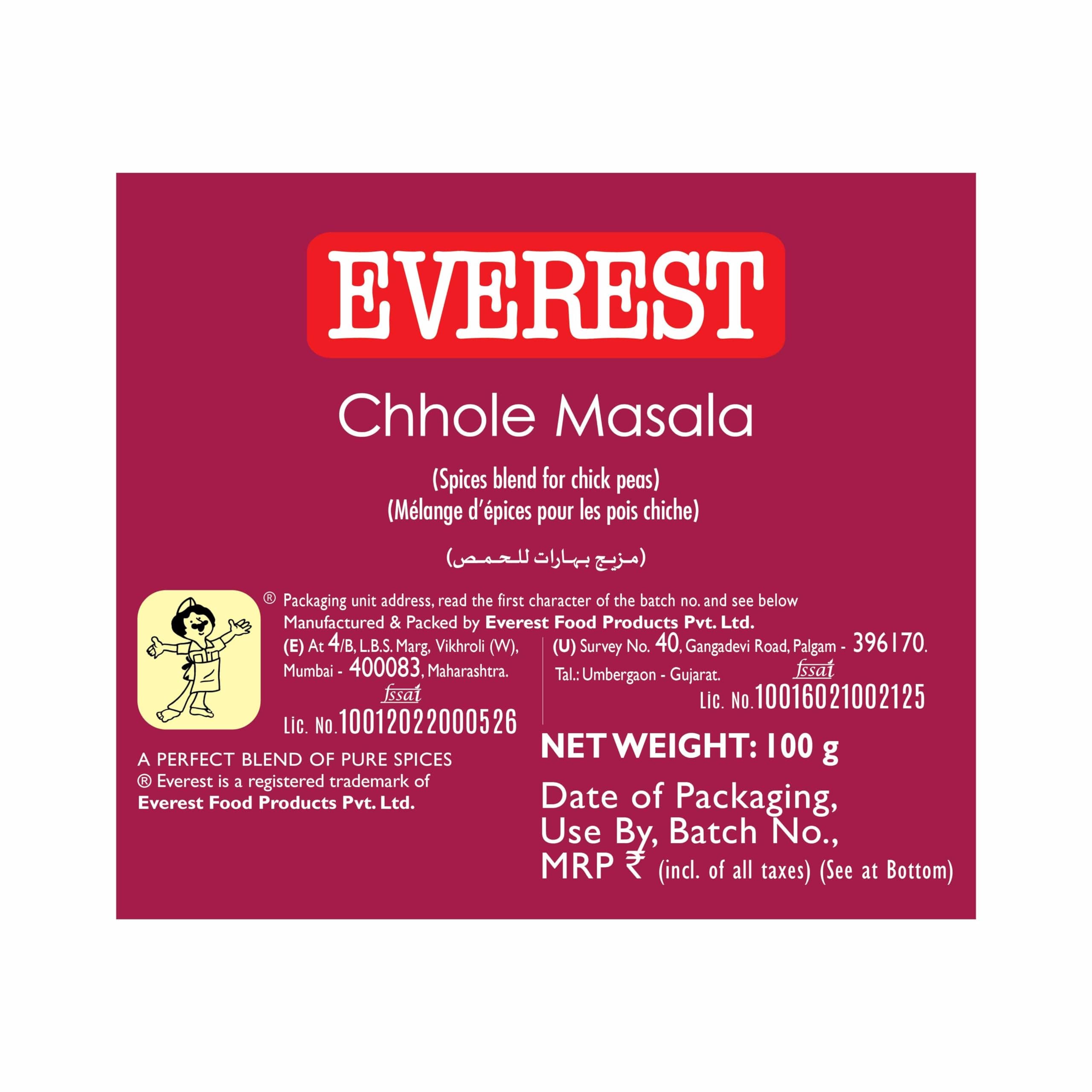 Everest Chhole Masala – 100g | Exquisite 24-Spice Blend for Authentic, Flavourful Punjabi Chole | Balanced Chole Masala Powder for Chickpea Curries — image 4
