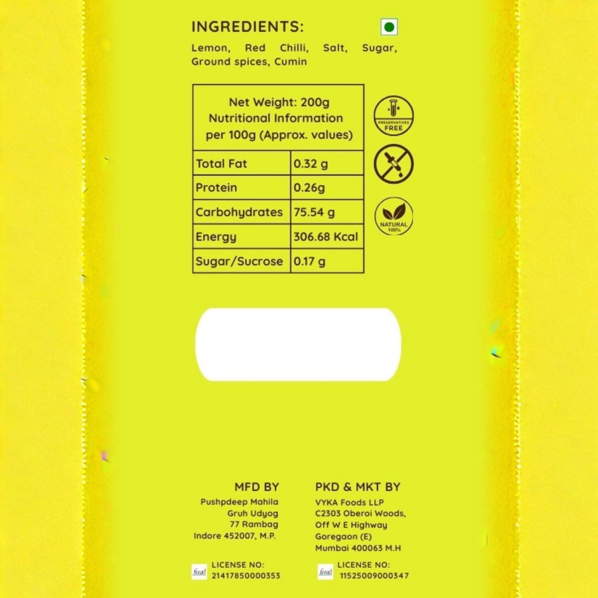 Do Chutki Indori Swad Combo | Nimbu Pataka Hot Sweet Chilli Lime Chutney 200g + Chhappan Teekha Indori Jiravan Masala Powder 100g | No Onion No Garlic | No Preservatives | Pack of 2 — image 2