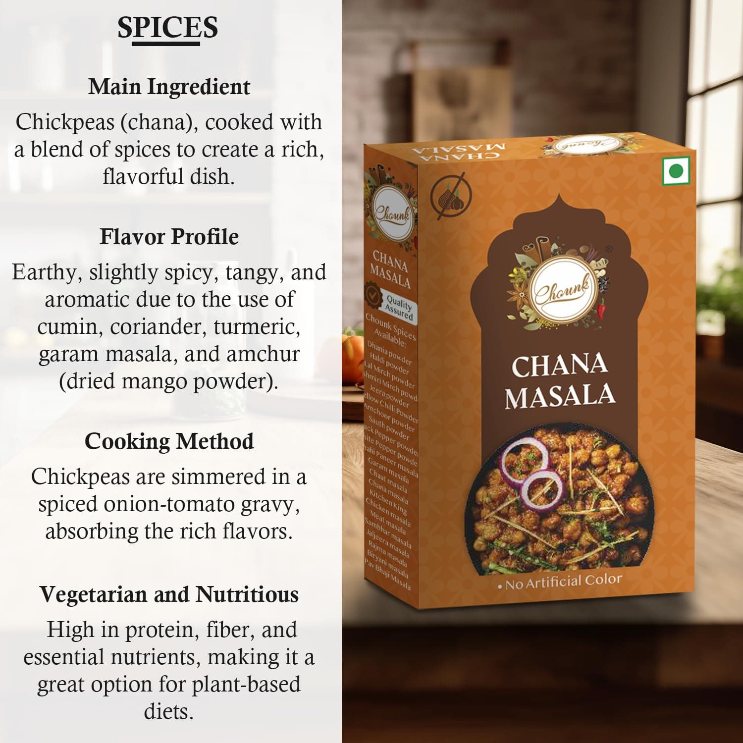Chounk 100% Pure Punjabi Chana Masala 100g Powder No Onion No Garlic Ready To Cook Powder Masala — image 8