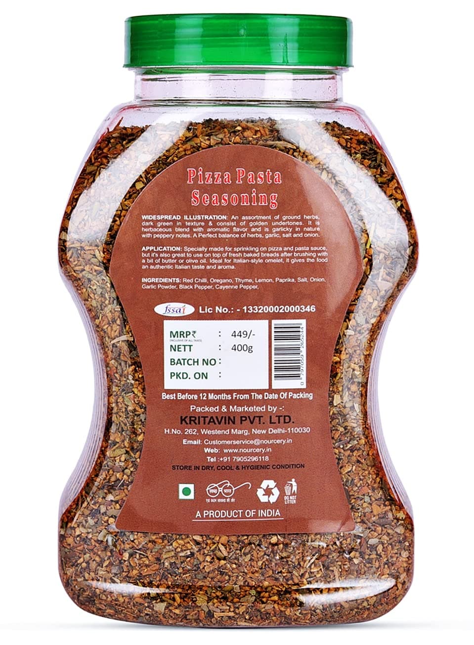 Nourcery Pizza & Pasta Condiment Mix, 400g I Oregano Condiment I Full of Aromatic Herbs & All Natural | All purpose Condiment I Italian Style Condiment of Herbs — image 2