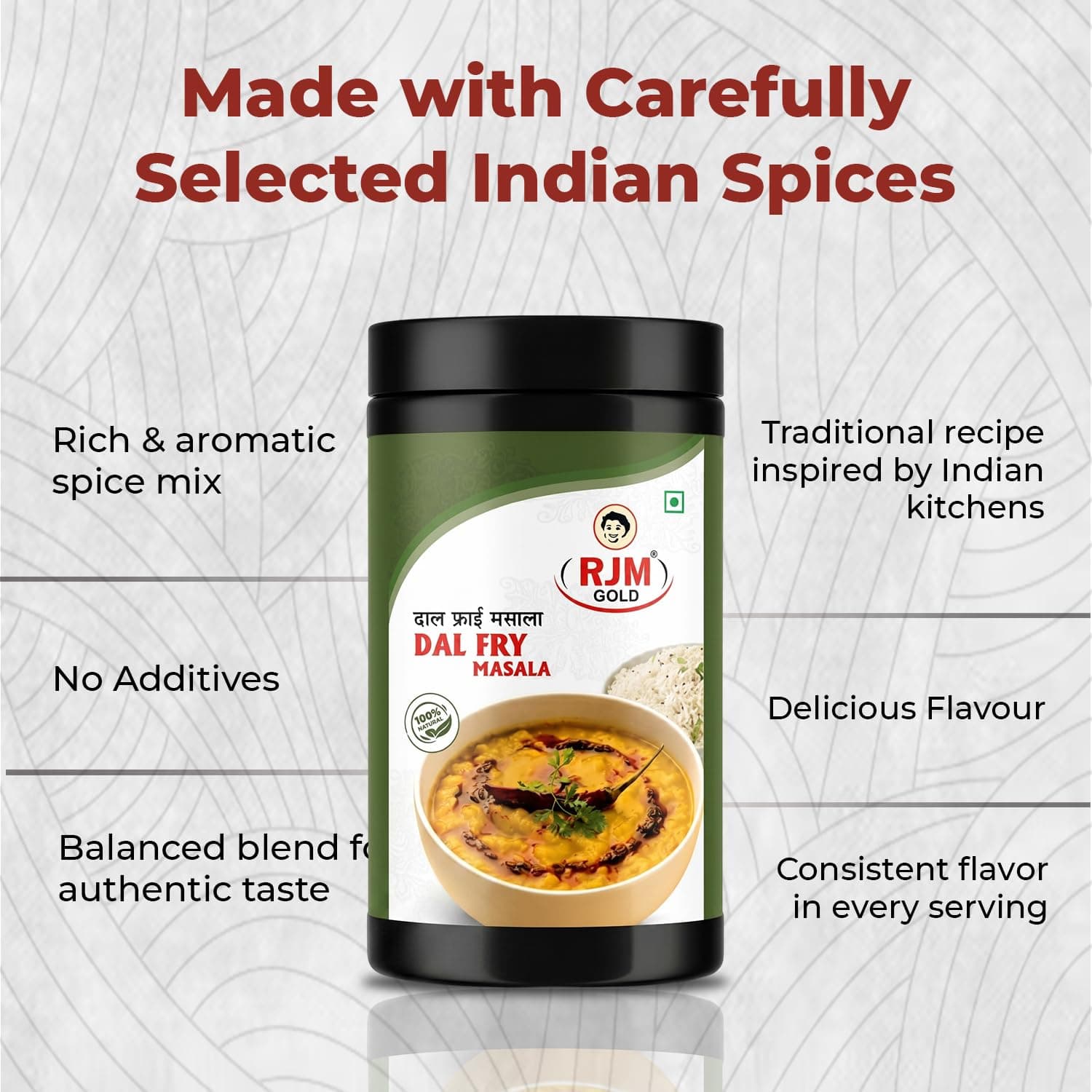 RJM GOLD Dal Fry Masala Powder | Tadka Masala for Toor, Moong, Masoor & Mixed Dal | Authentic Indian Spice Blend for Dal Tadka | No Preservatives | 100% Pure Veg - 500 gm — image 4
