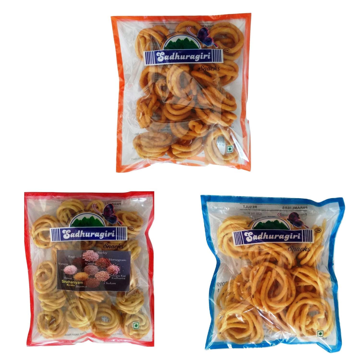 Sadhuragiri Spicy Muruku | Thenkuzhal Murukku | Multi Millet Mrukku Combo (120g x Pack of 3) — image 2