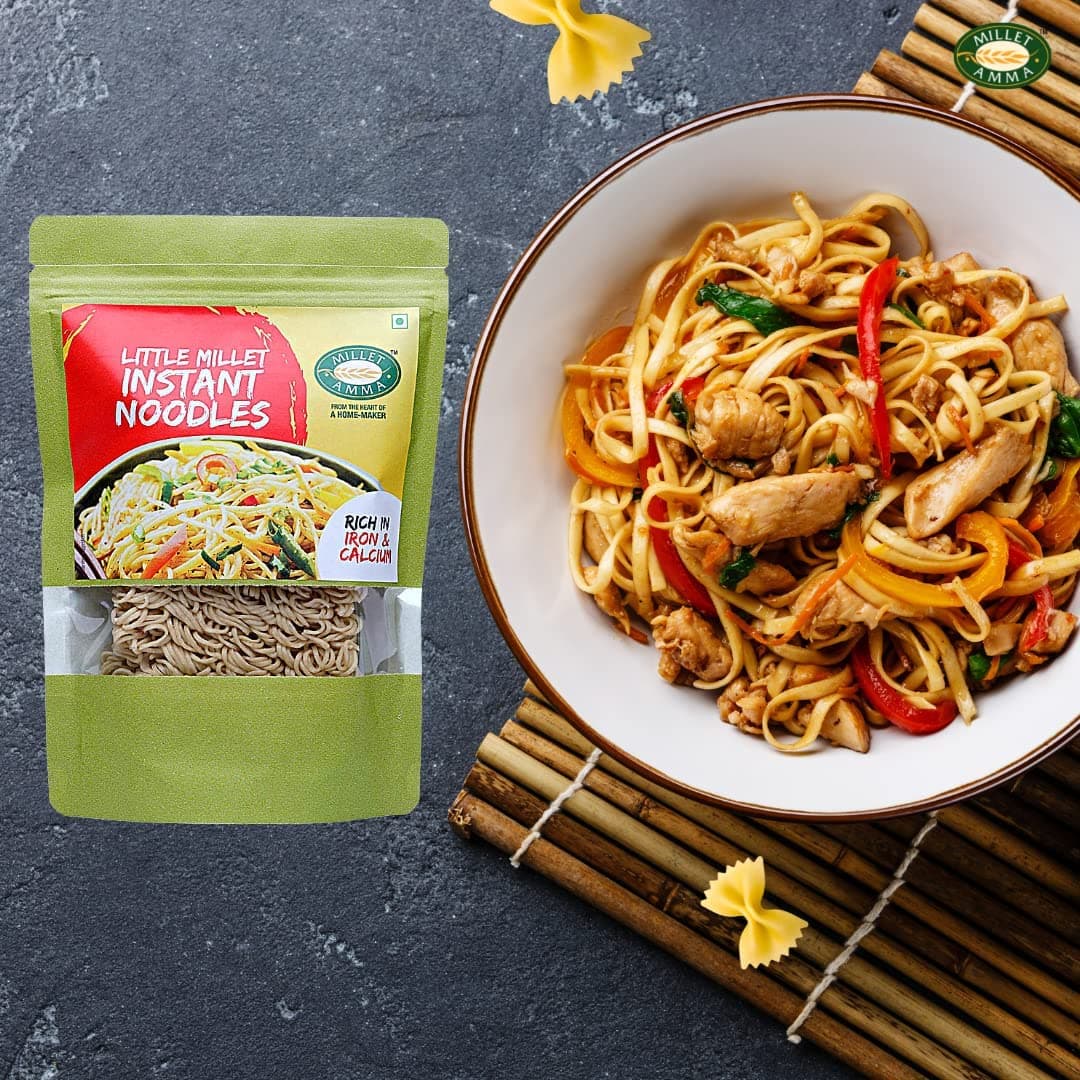 Millet Amma Little Millet Instant + Jowar Millet Noodles Combo - 350 Gms, Pack of 2 - Each 175 Gms, Easy & Ready to Cook, Zero Maida & Vegan, Best Choice for Instant Breakfast & Dinner — image 5
