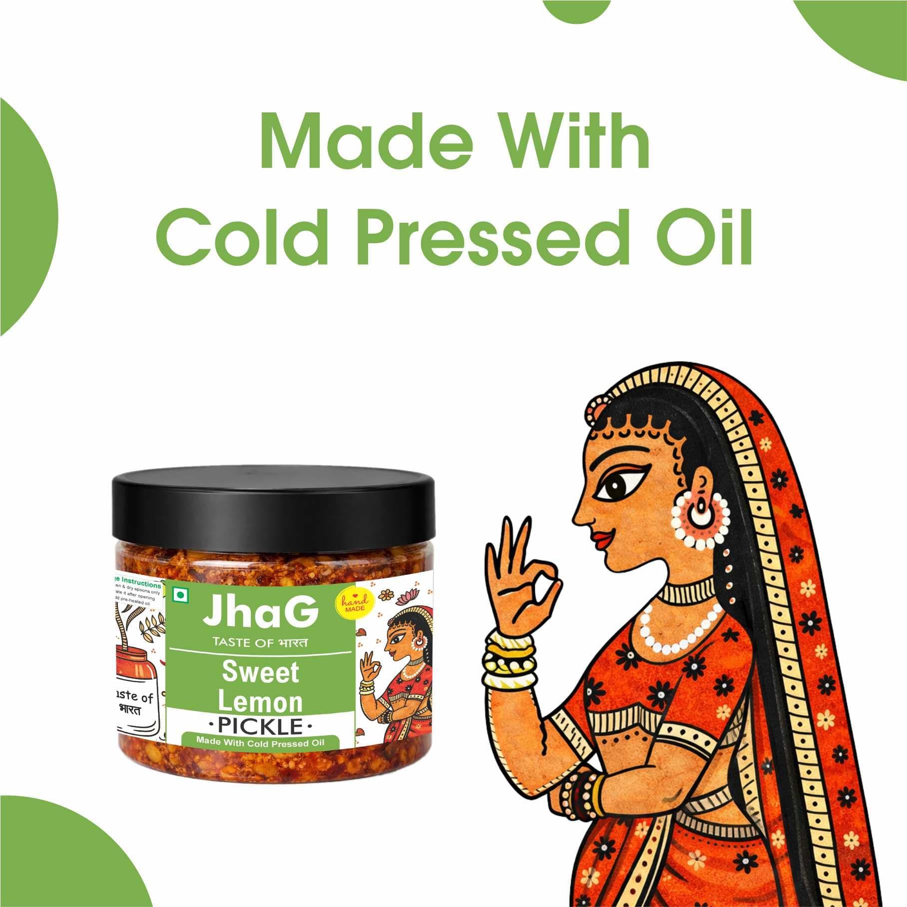 JhaG Sweet Lemon Pickle 350g | Khatta Meetha Nimbu Ka Achar | Indian Homemade Nimbu ka Achar with No Onion & Garlic | Sweet & Sour Oil-Free Pickle | Traditional Grandma-Style Recipe | Organically Processed — image 6