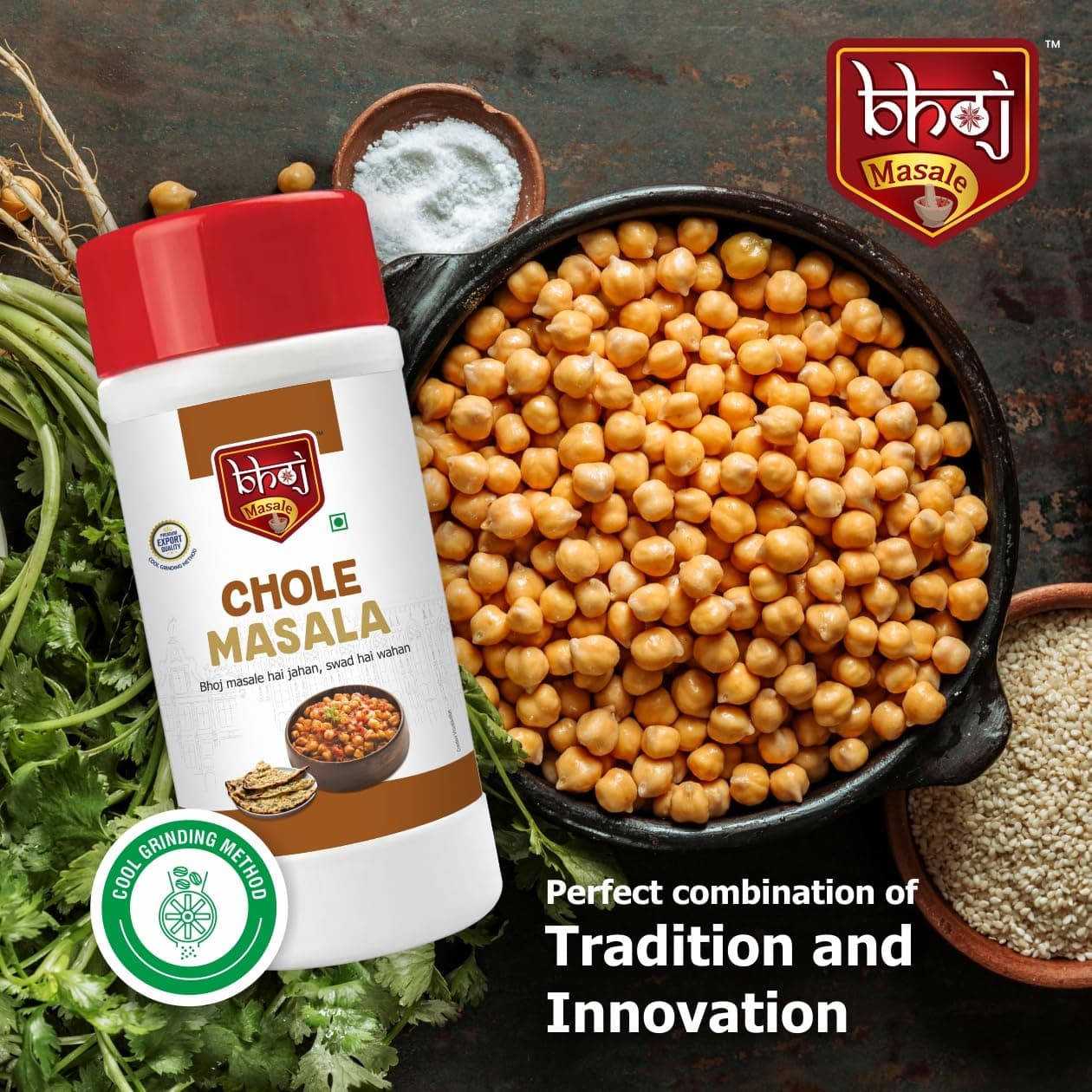 Bhoj Masale Chole Masala 450GM | Blended Spice With Natural Oils for Authentic Taste and Colour | For Healthy Delicious & Flavourful Cooking. No colour, no preservatives, no onion and no garlic ( Jain Masala ) — image 3