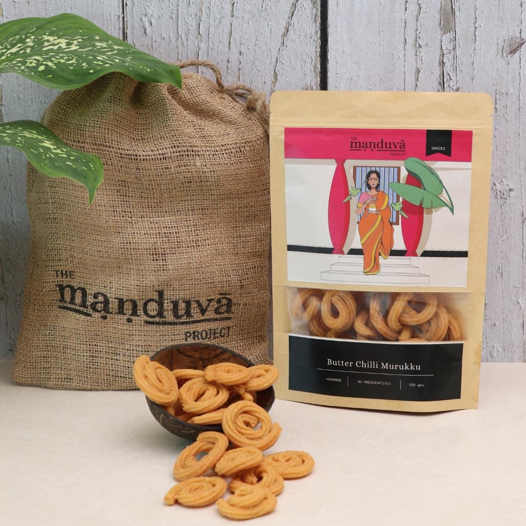 The Manduva Project Butter Chilli Murukku 300g | Jain No Onion No Garlic | Crispy South Indian Snack with Butter & Chilli | Perfect Tea-Time Munch | No Preservatives — image 2