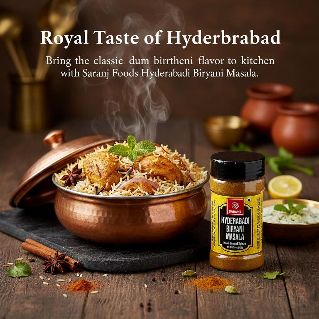 SARANZ Hyderabadi Biryani Masala Perfect for Cooking, Ready to Use, Natural Flavored Masale , Spice Powders and Masalas, Premium Artisanal Spices with Rich & Strong Flavour-100 Grams Sprinkler Jar — image 5