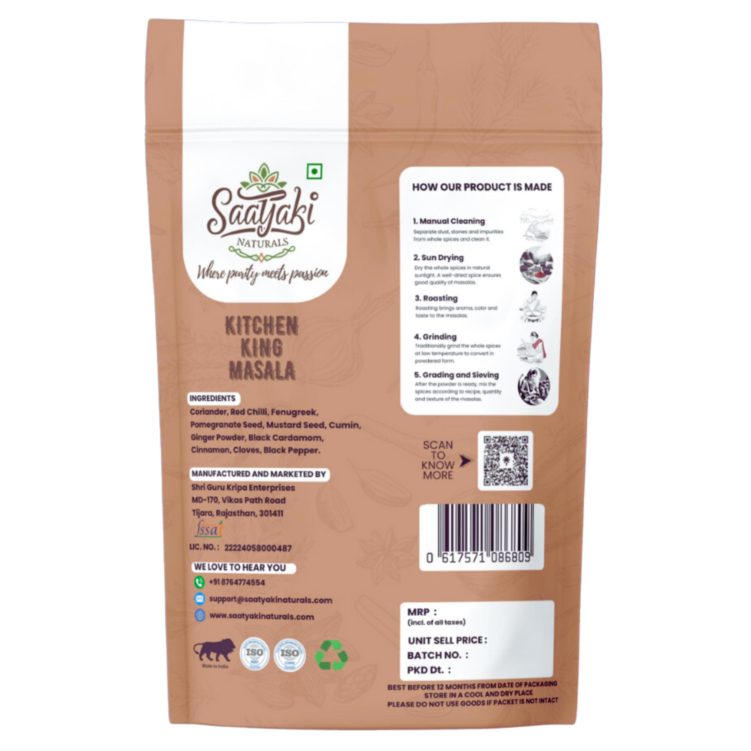 Saatyaki Naturals Kitchen King Masala - 100gm| Authentic Indian Spice Blend for Curries, Sabji and Daily Cooking|Homemade Style, Freshly Grounded Aromatic Masala with No Preservatives — image 2