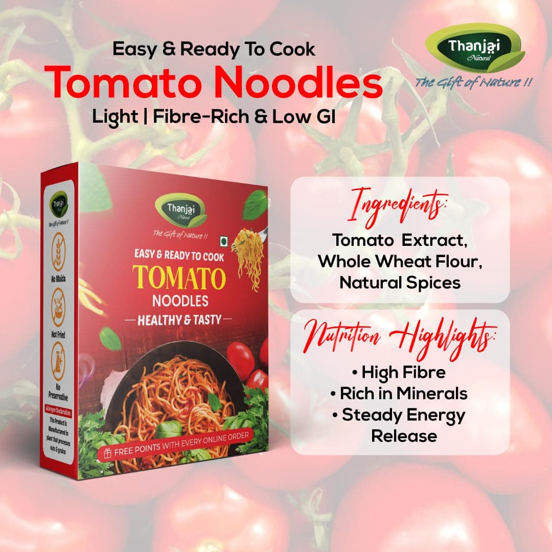 Thanjai Natural Tomato Noodles 180 Grams X 2 (No Maida Hakka Noodles, Not Fried, No MSG, Classic and Mild Millet Noodles No Preservatives, No Chemicals, No Artificial Extract) — image 5