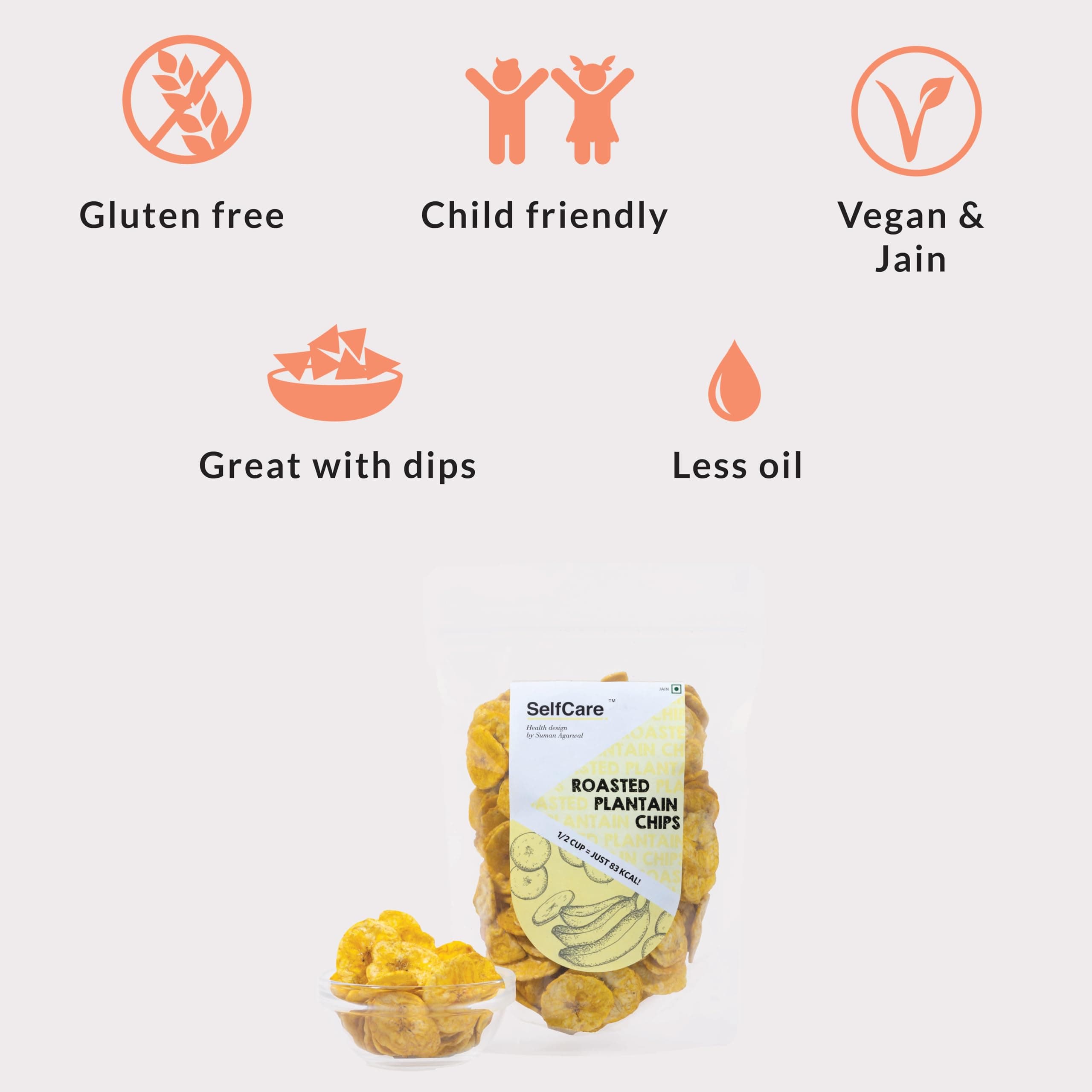 SelfCare By Suman Agarwal Roasted Plantain Chips Pack of 1 125 grams | Healthy - Gluten Free | Savoury - Snacks - Namkeen - Grocery | Mid Day - Workout - Tea time Snacking | Jain & Travel Friendly — image 3