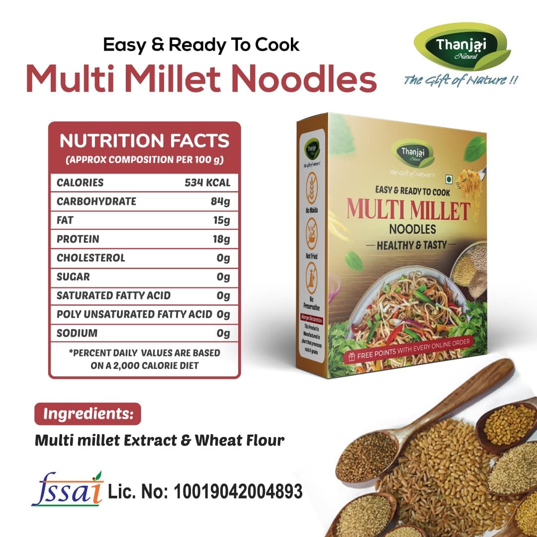 Thanjai Natural Multi Millet Noodles 180 Grams X 5 (900 Grams) of Homemade Natural Millet Noodles(No Preservatives, No Chemicals, No Artificial Extract) — image 3