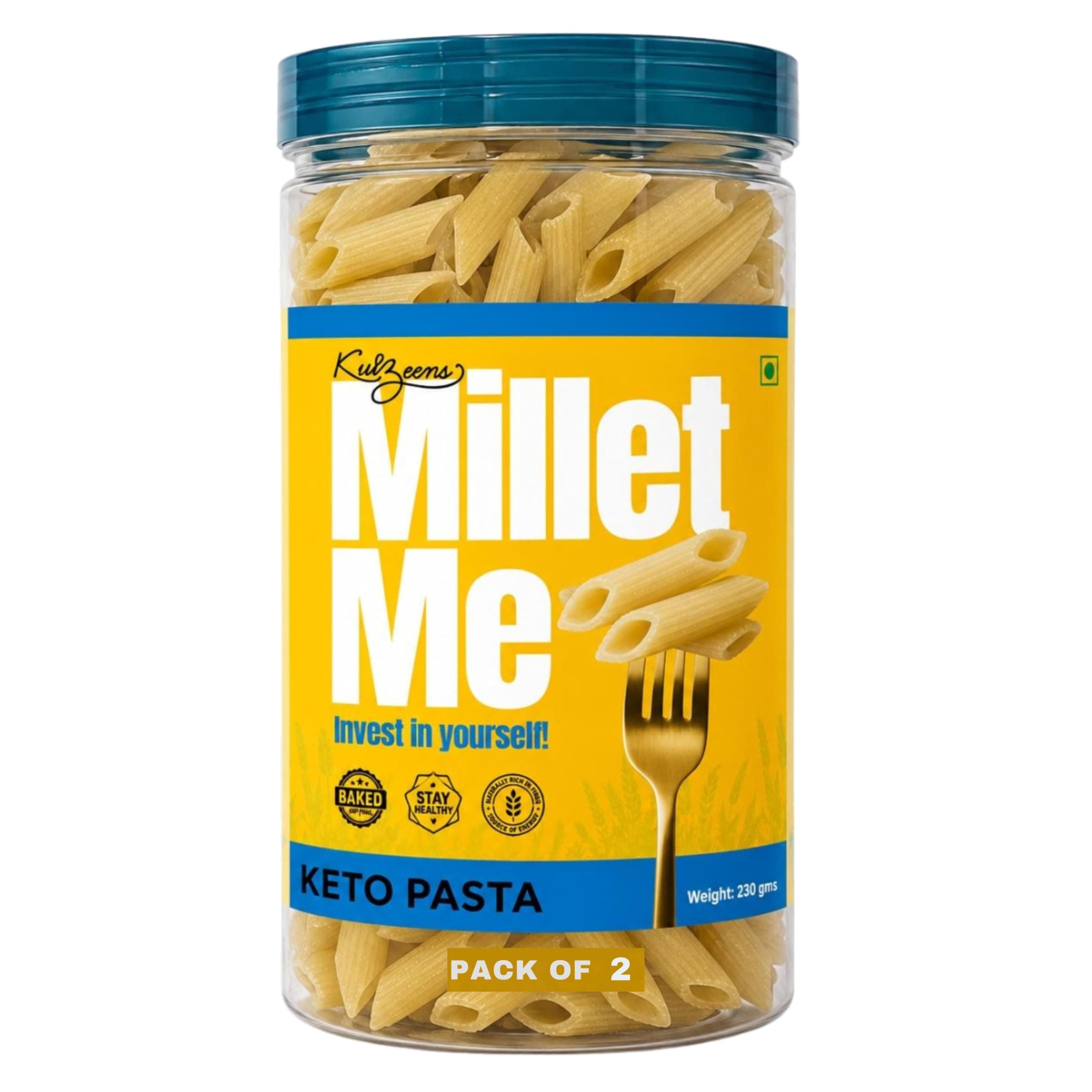 Millet Me by Kuizeens Keto Pasta - 250g (Pack of 2) Ultra Low Carb & High Protein Fusilli | Diabetic Friendly, Weight Management & Keto Diet Approved | No Added Sugar, Maida-Free | No Onion No Garlic | Jain-Friendly | Instant Pasta — image 2