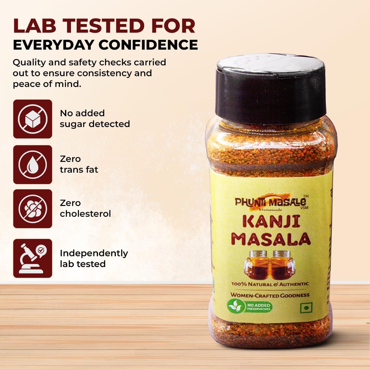 Phunti Masale Kanji Masala Powder | Traditional Indian Probiotic Drink Mix | 100g | No Preservatives | No Onion No Garlic | Gut Health Fermented Drink Spice Mix | Makes 6-7 litres of Kanji — image 6