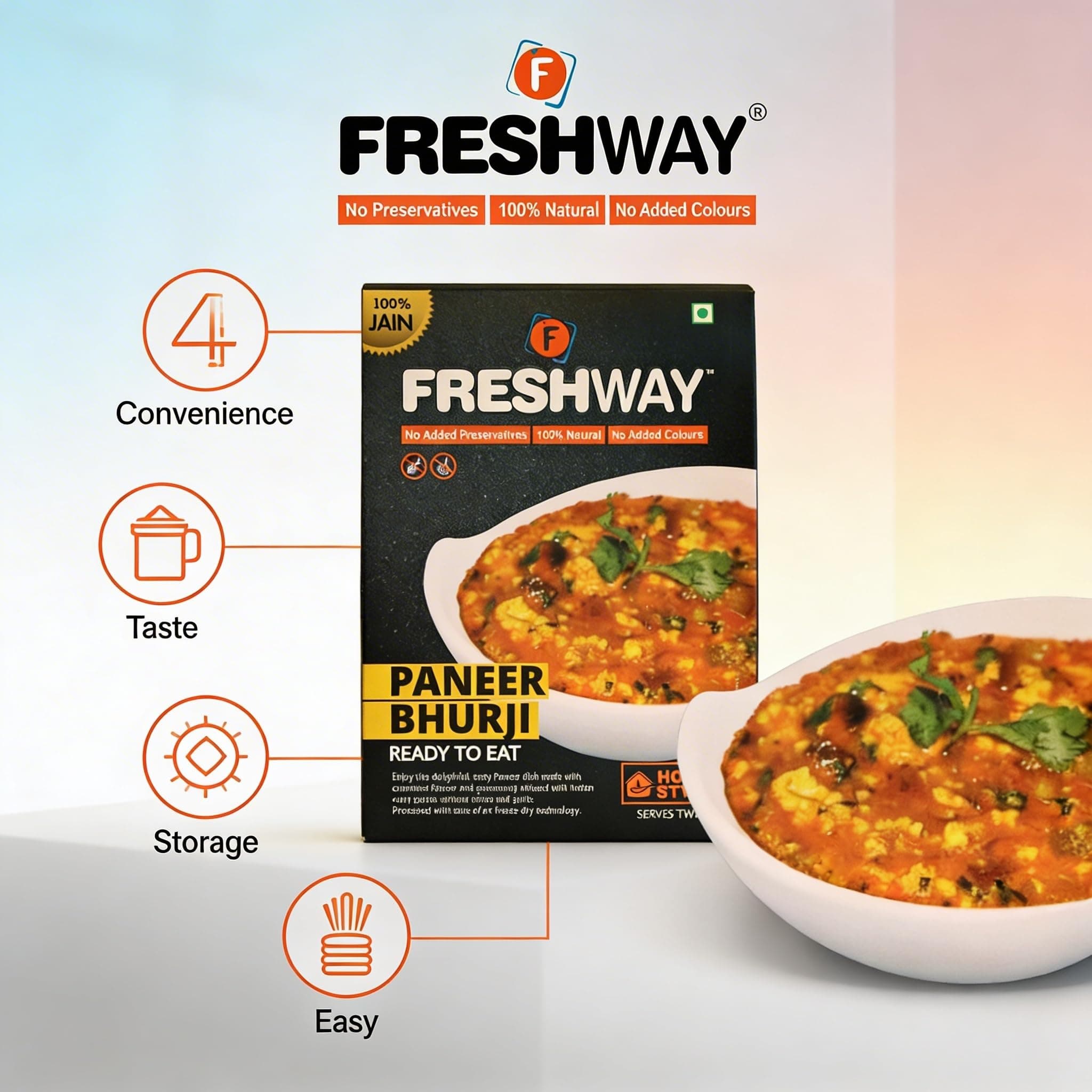 Freshway Pack Of 2 (Jain Paneer Bhurji + Jain Paneer Bhurji) Ready To Eat Freeze Dried With No Added Preservative & Colors — image 4