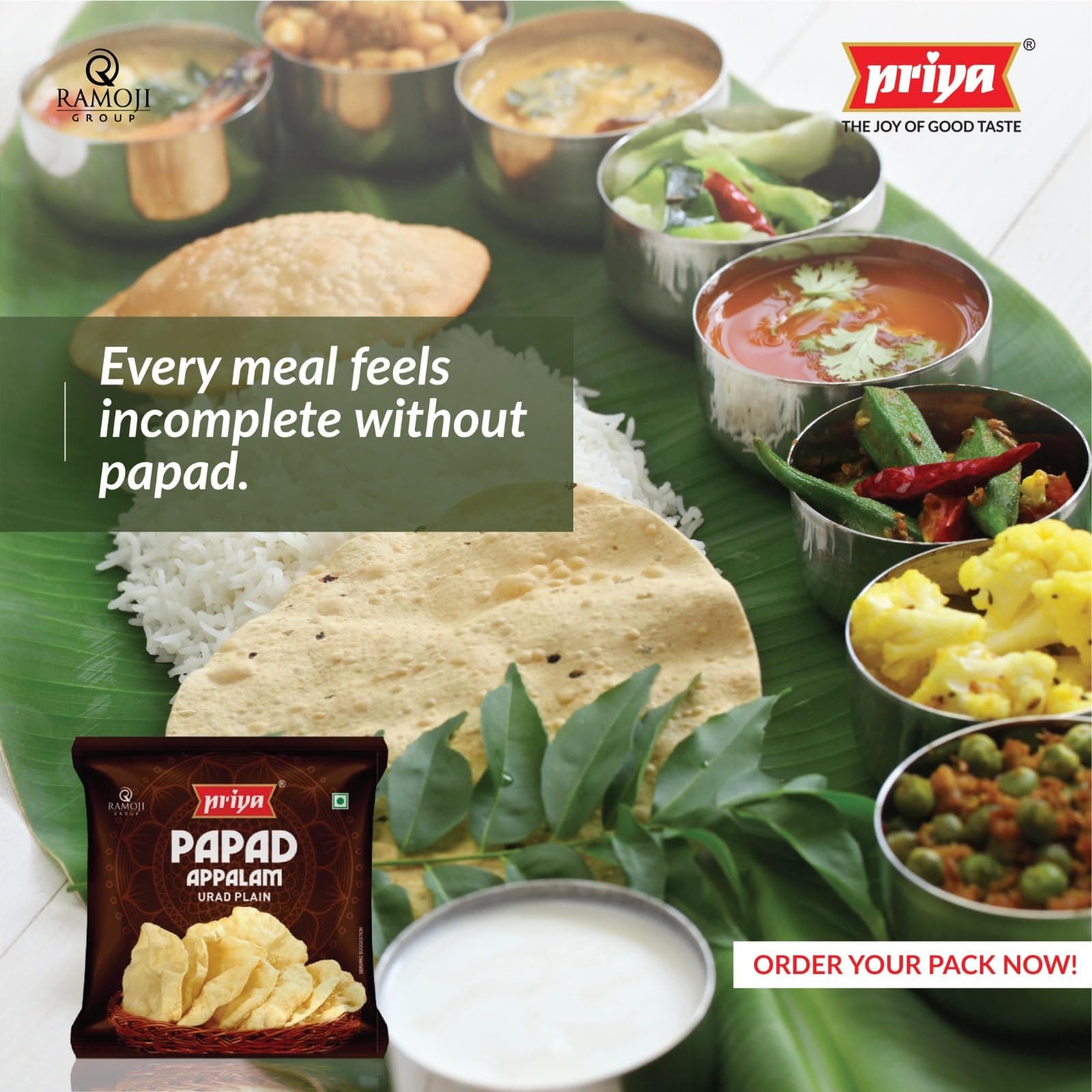 Priya Urad Dal Papad - Plain, 100g (Pack of 4) Total 400gm-20 No's In Each Pack I Four Inch Papad I Handmade Urad Dal Appalam — image 6