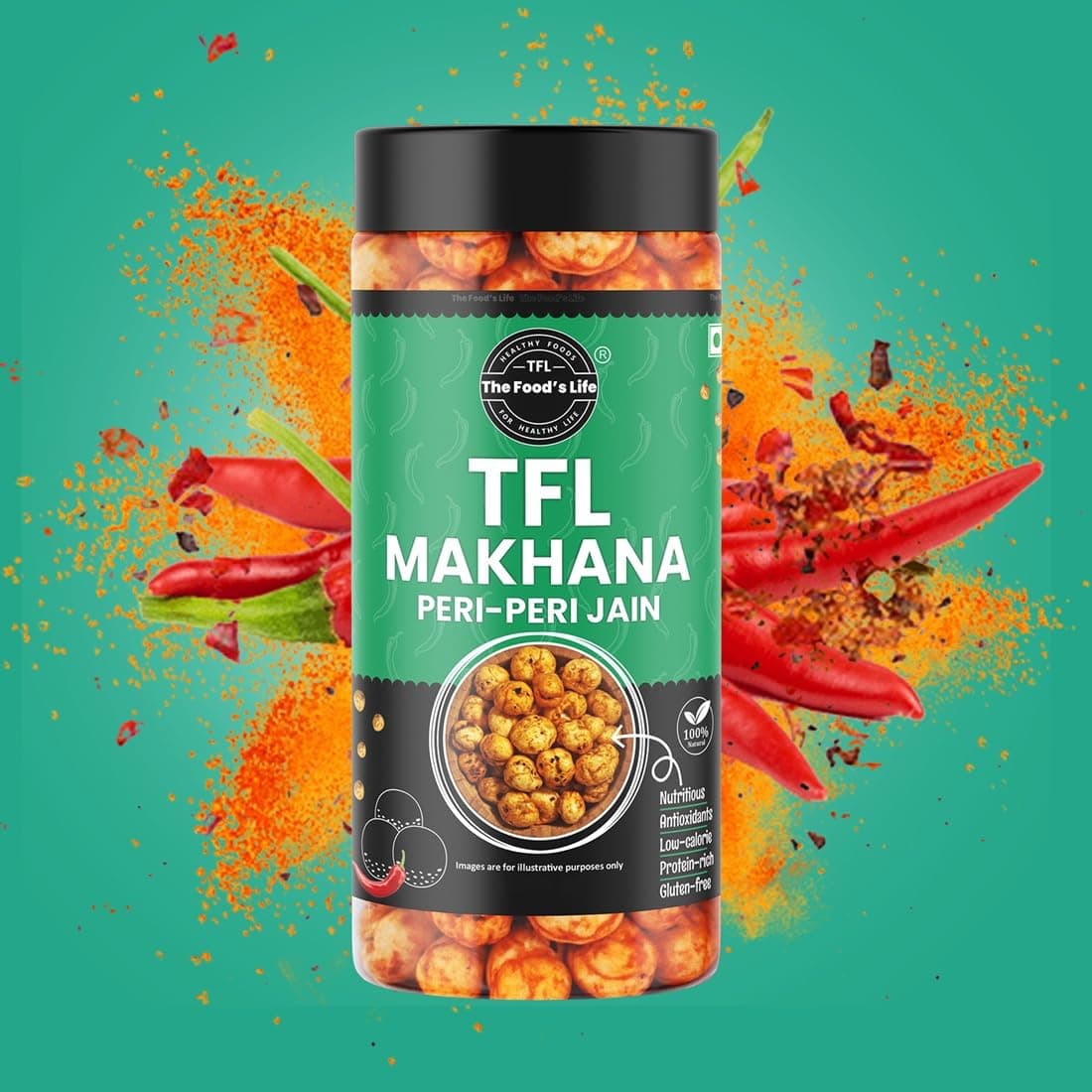 The Food's Life Peri Peri Jain Makhana | Roasted Lotus Seeds | Protein & Calcium-Rich | Gluten-Free | No Onion & Garlic | Healthy Snack 75g | Pack of 1 — image 4