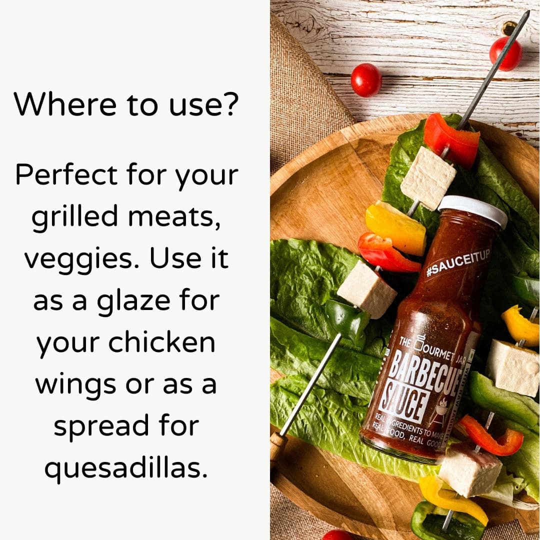 The Gourmet Jar Barbecue Sauce 225g| 100% Natural, No Preservatives, No Artificial Colors, No Artificial Flavouring agent | No Refined Sugar| Gluten-free| Bbq sauce| Umami, Smoky & Spicy| Perfect for your meats and grilled veggies| Pack of 1 — image 6
