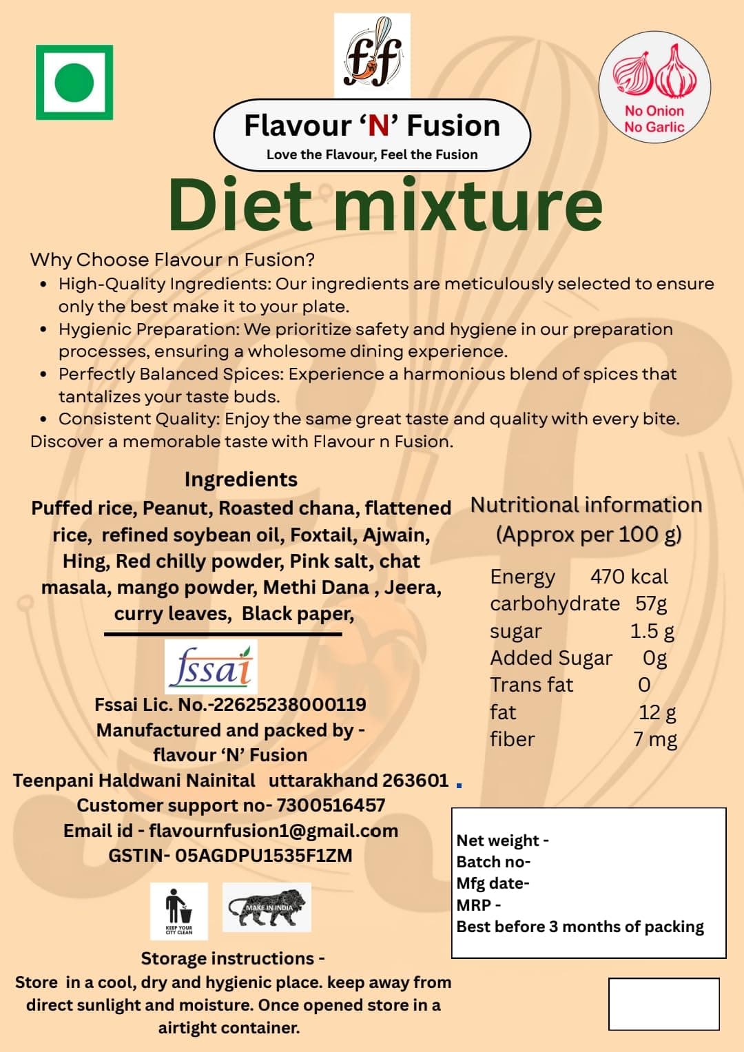FLAVOUR N FUSION Diet Mixture Namkeen | Crispy and Crunchy Savoury Snack | NO Onion NO Garlic | Handmade and Hygienically Prepared | No Artificial Colors or Flavours | Freshly Packed | 250 gm — image 2