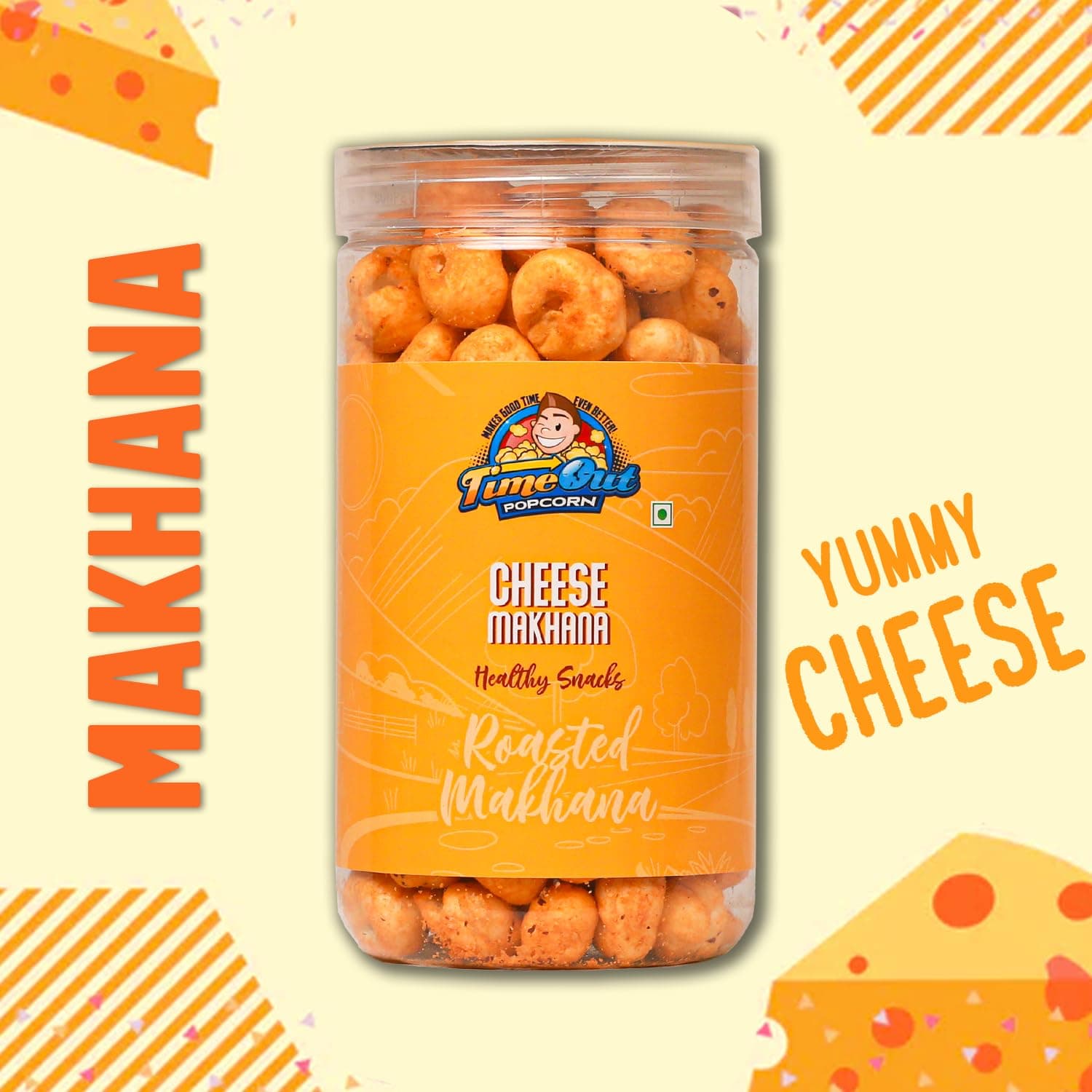 Time Out Popcorn - Cheese Jain Roasted Makhana | Flavoured Makhana | Healthy Crunchy Foxnuts | Gluten Free Snacks | Pack of 2 x 70g — image 5