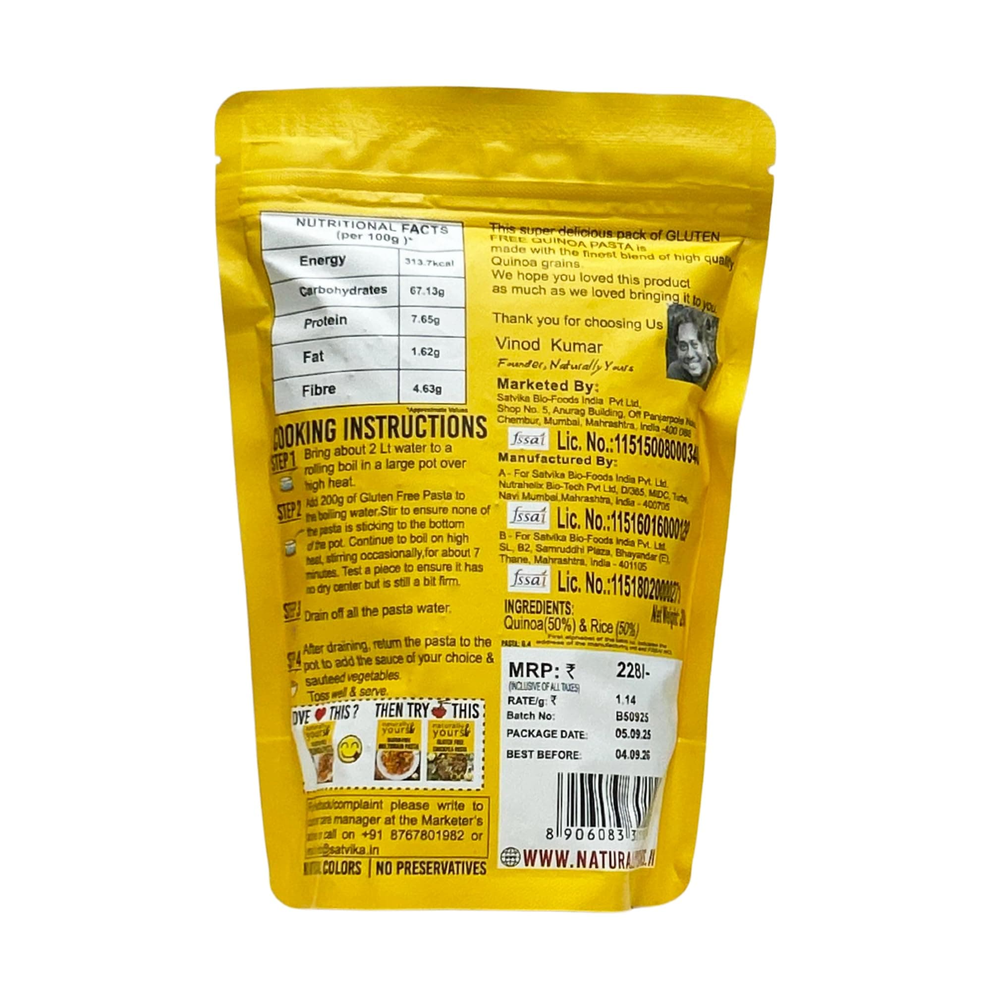 Naturally Yours Gluten Free Quinoa Pasta – 40% Quinoa | No Maida, No Onion No Garlic, 100% Jain-Friendly, Preservative-Free, Vegan | High Protein & Antioxidants | Non-Sticky Healthy Pasta | 200g Pack of 2 — image 3
