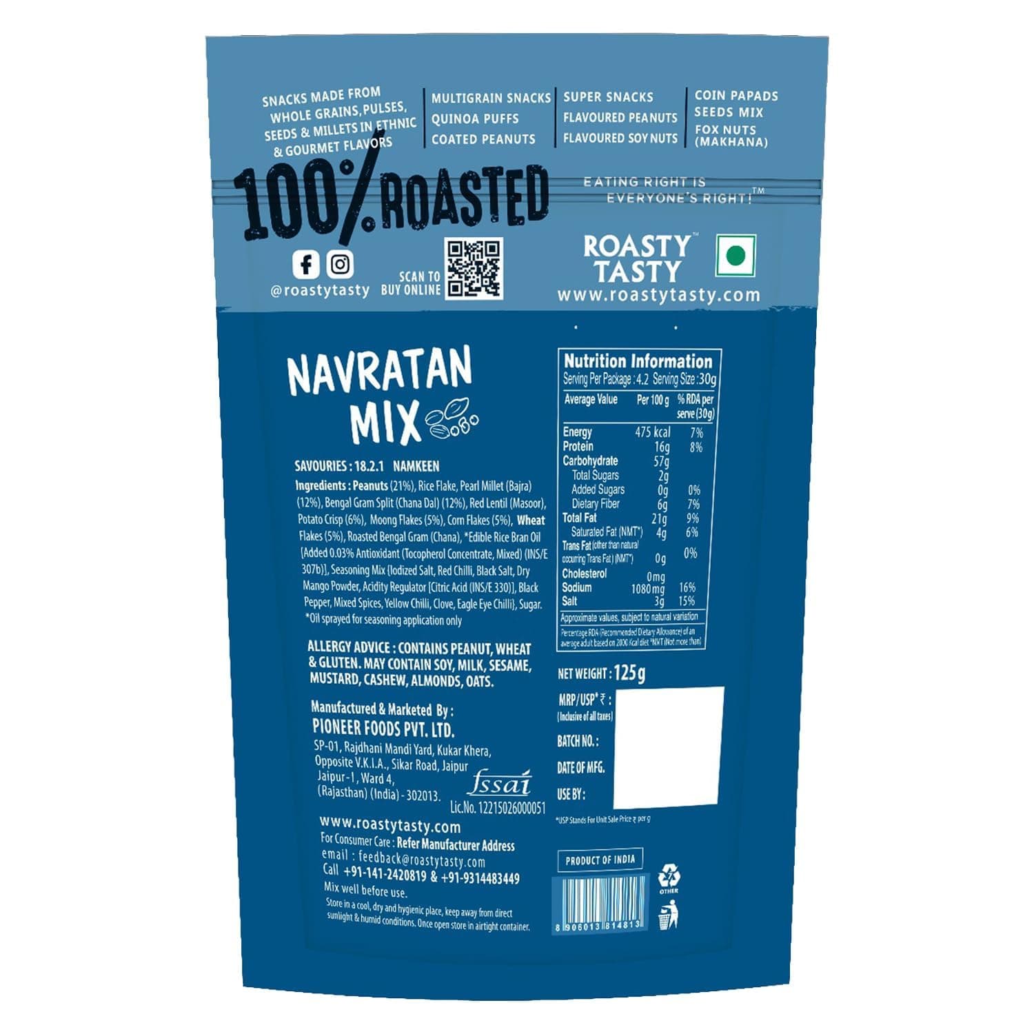 Roasty Tasty Navratan Mix 125g | Healthy Roasted Namkeen with Millets, Peanuts & Dry Fruits | No Palm Oil Snacks & Millet Namkeen | No Added Sugar | Protein-Rich Indian Snack | Guilt-Free Tea Time Mix | Clean Label Snacks for Adults — image 2