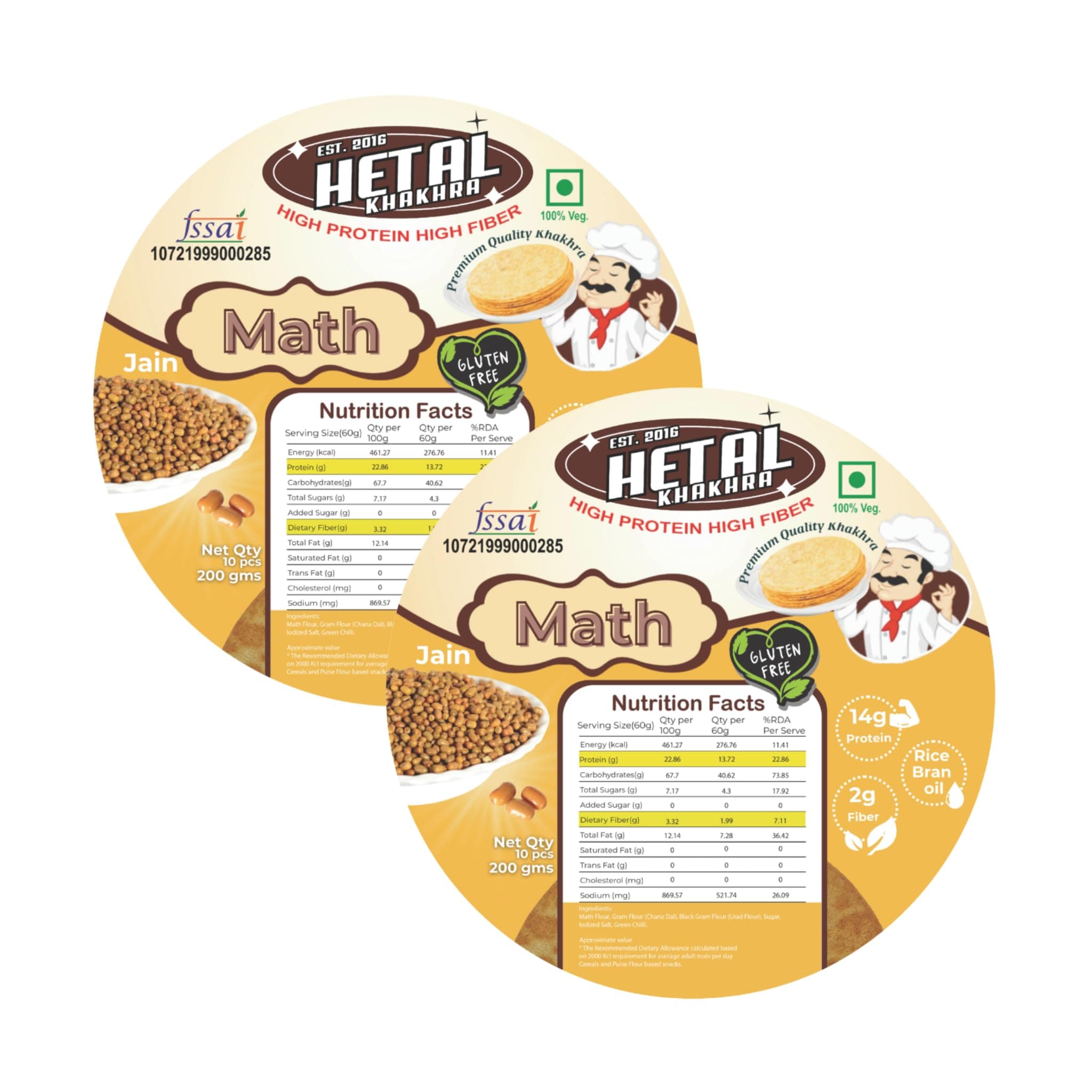 Math Khakhra JAIN | Gluten Free | Crispy| Ready To Eat | High Protein High Fiber| No Palm Oil | 200g Vacuum Pack Of 2 — image 2