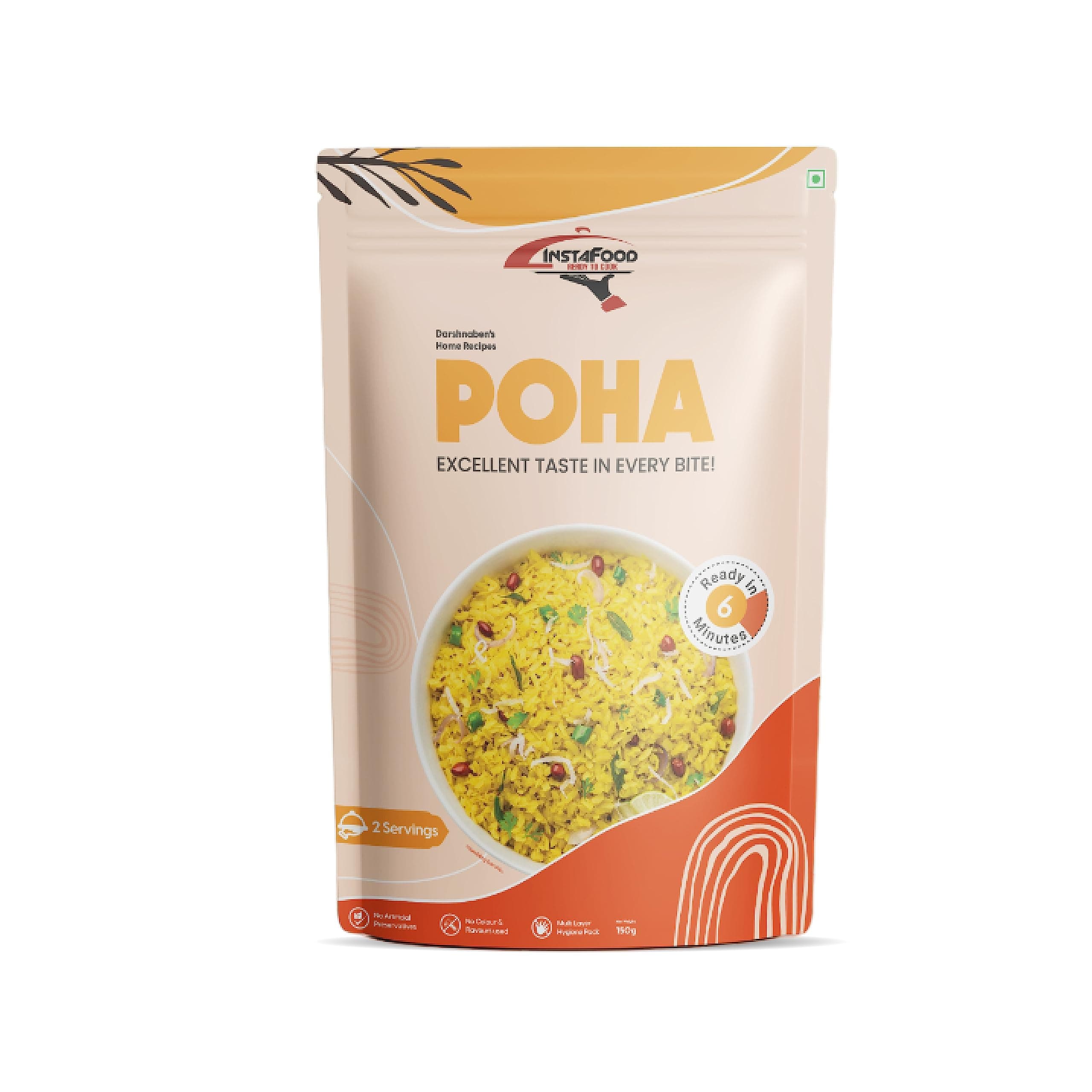 INSTAFOOD Breakfast Poha | Ready to Cook Meal | 2-3 Servings | Pack of 1 (150g) | After Cooking Gets 300GM to Serve | Zip Lock Packaging | Vegetarian Meal | Just Add Water and Cook