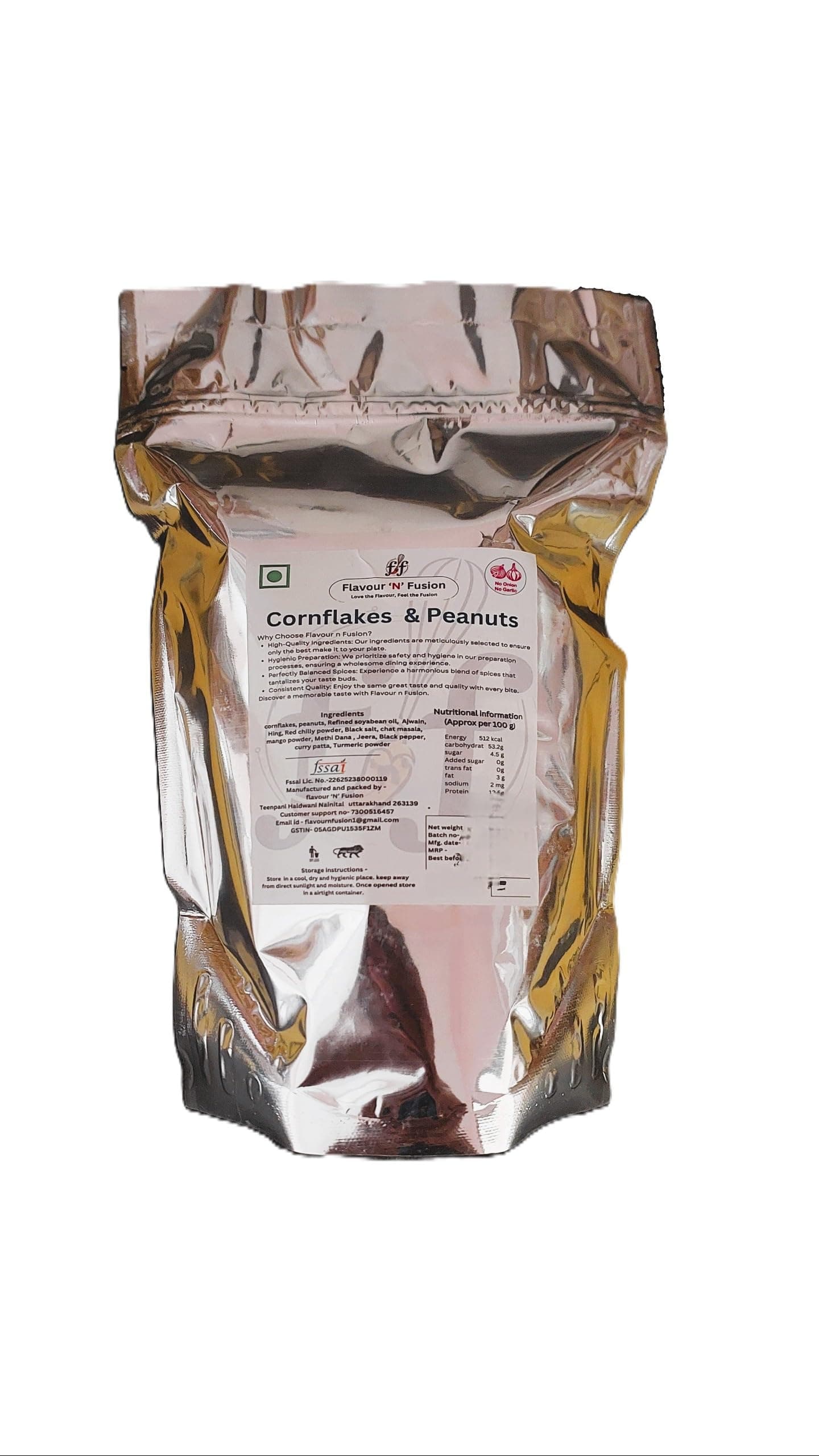 FLAVOUR N FUSION Cornflakes & Peanut Namkeen | Crispy and Crunchy Savoury Snack | NO Onion NO Garlic | Handmade and Hygienically Prepared | No Artificial Colors or Flavours | Freshly Packed | 250 gm — image 4