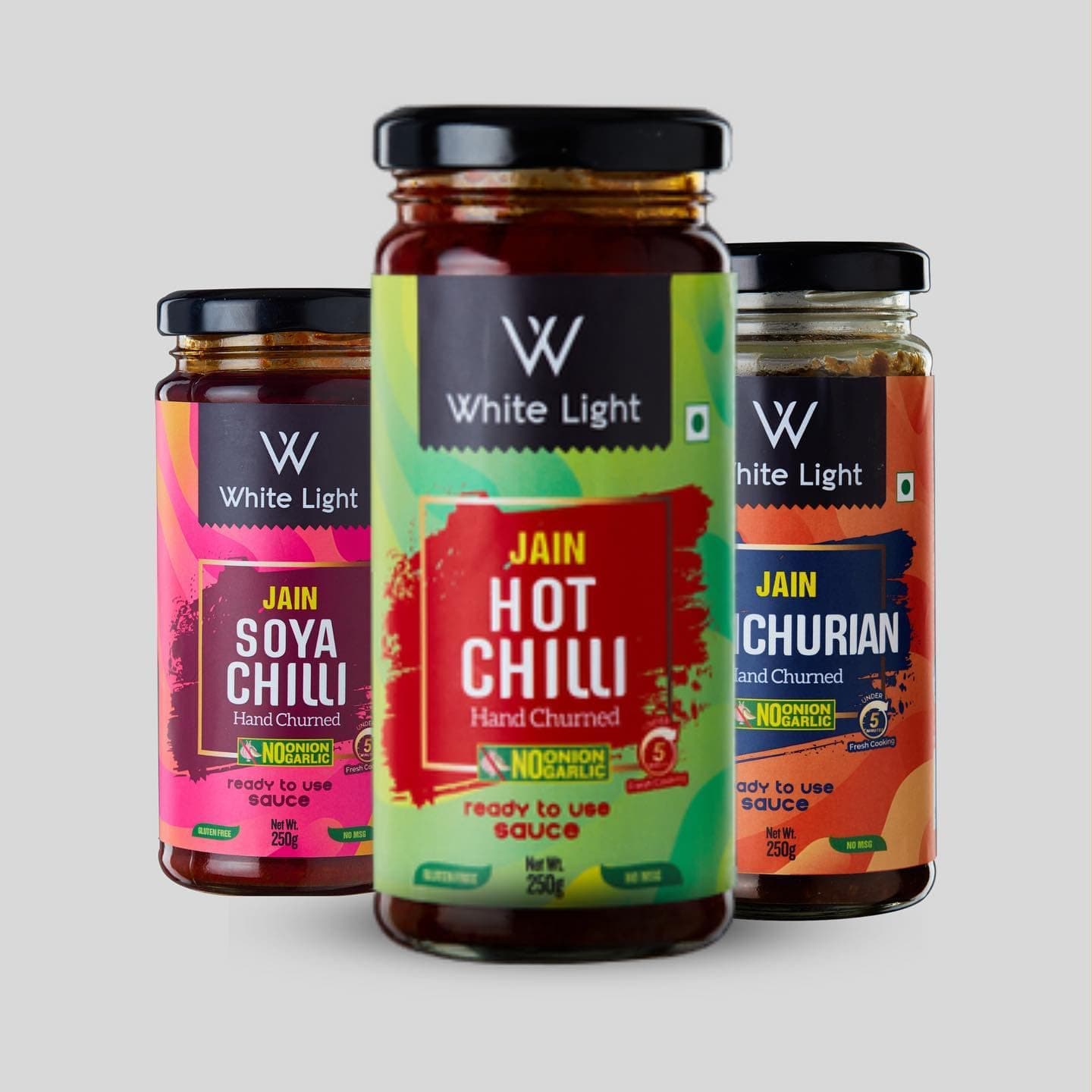 White Light Food Jain Machurian Sauce and Jain Schezwan Sauce l Vegan and Natural Ingredients l Ready to Eat Healthy Food (Combo Pack of 2, 250g Each) — image 3