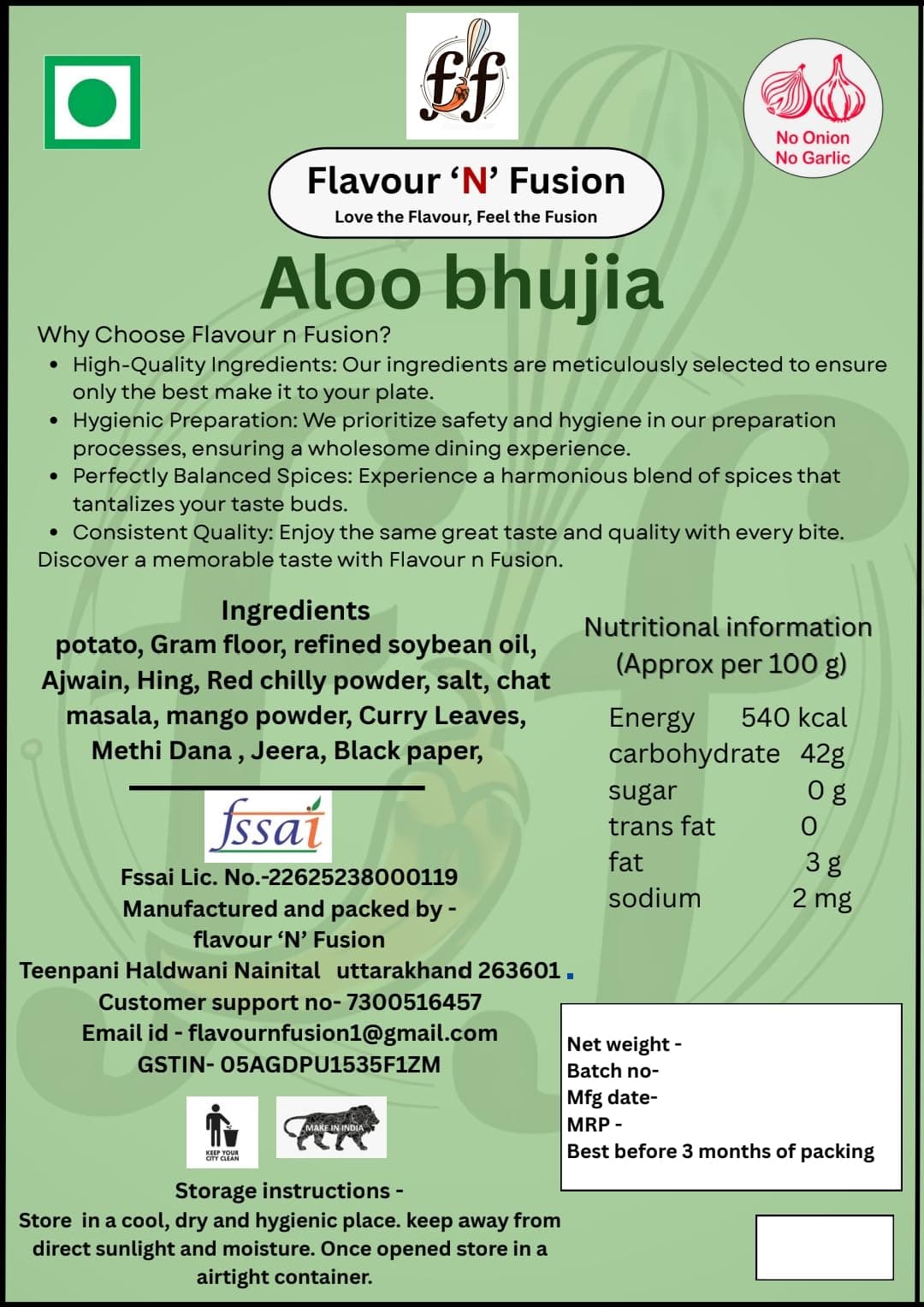 FLAVOUR N FUSION Aloo Bhujia Namkeen | Crispy and Crunchy Savoury Snack | NO Onion NO Garlic | Handmade and Hygienically Prepared | No Artificial Colors or Flavours | Freshly Packed | 500 gm — image 4