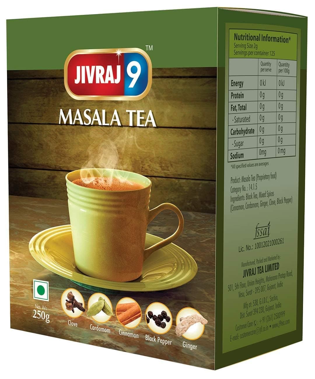 Jivraj 9 Masala Tea Powder with Cardamom, Cinnamon, Ginger, Clove and Black Pepper, 250 g, Pack of 1 — image 3