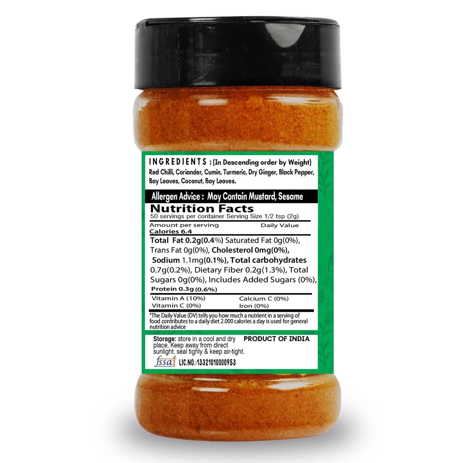 SARANZ Thai Red Curry Powder (Jain), 100g Sprinkler Jar | Authentic Thai Style Spice Blend, For Soups, Stews, Broths, Rice & Noodles, No Added Colours — image 2