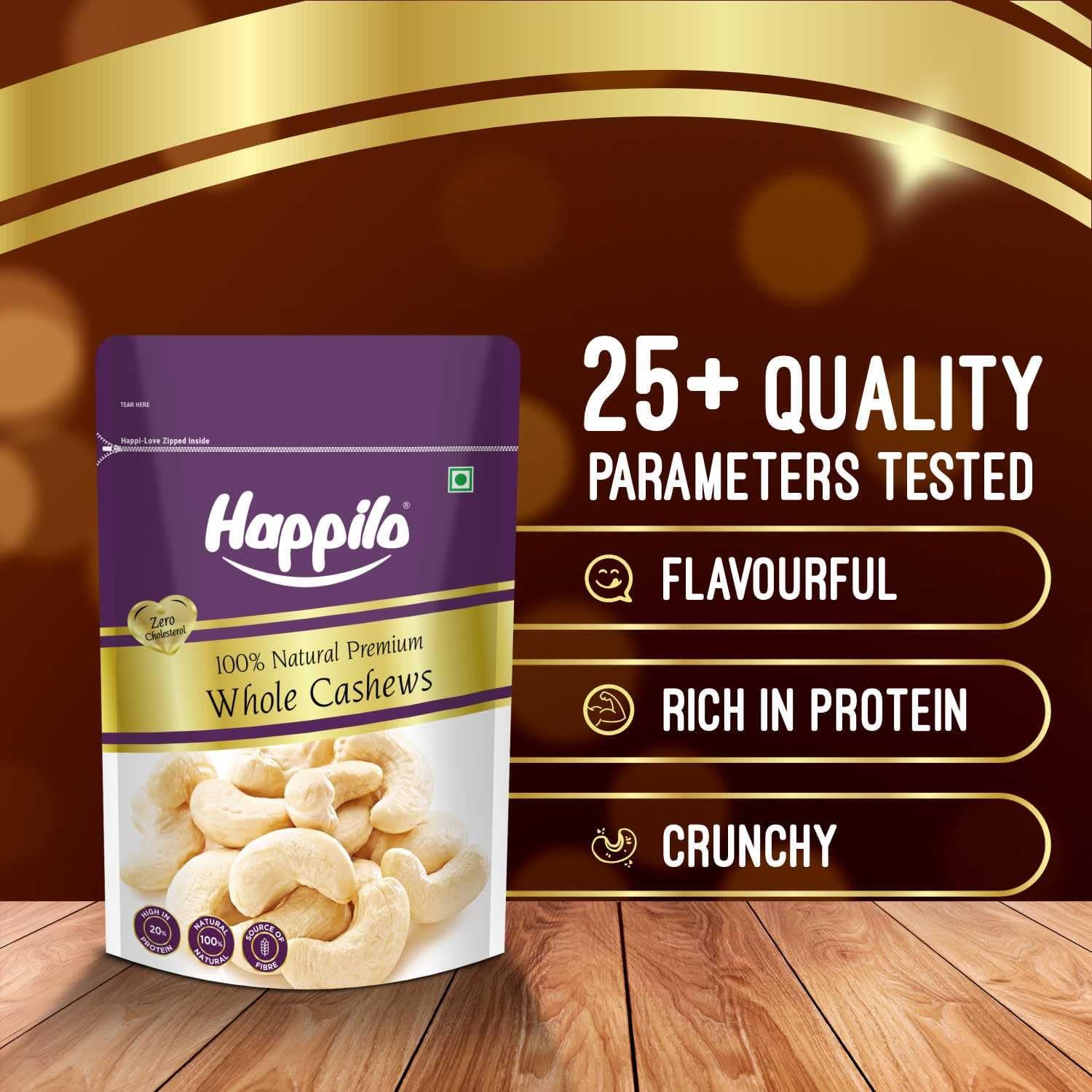 Happilo Premium Natural Whole Cashews 200g Value Pack | Dry Fruits, Kaju, Healthy Snacks | Unsalted Cashew Nuts | Crunchy, Nutritious & Delicious Nuts | Rich in Protein, Magnesium & Phosphorus — image 5