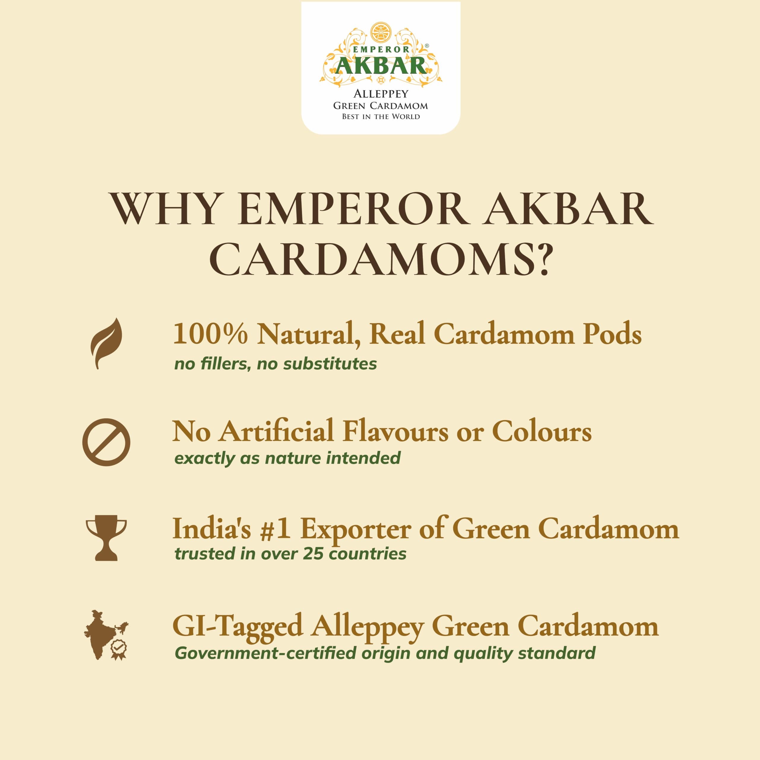Emperor Akbar Alleppey Whole Green Cardamom 8mm | 1Kg | Long-Lasting Aroma | GI Tagged | Antioxidant-Rich Spice for Tea & Cooking | Premium Export Quality Elaichi | Kerala Cardamom | Pack of 1 — image 3