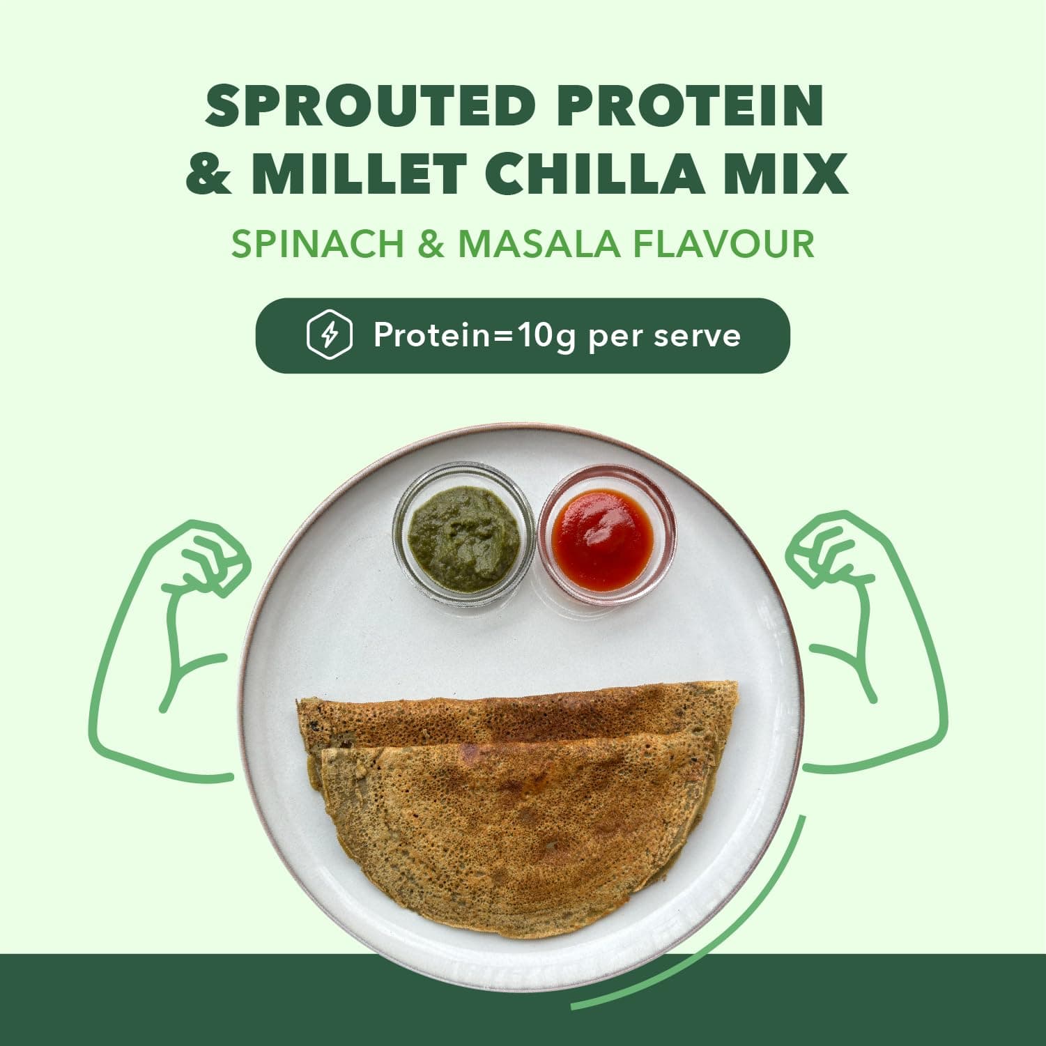 Natible Sprouted Protein & Millet Chilla Dosa Mix (Spinach Masala) Instant Breakfast Meal I Gluten Free I High Protein I No Onion No Garlic I Suitable for Kids & Adults I Travel Friendly 200g — image 5