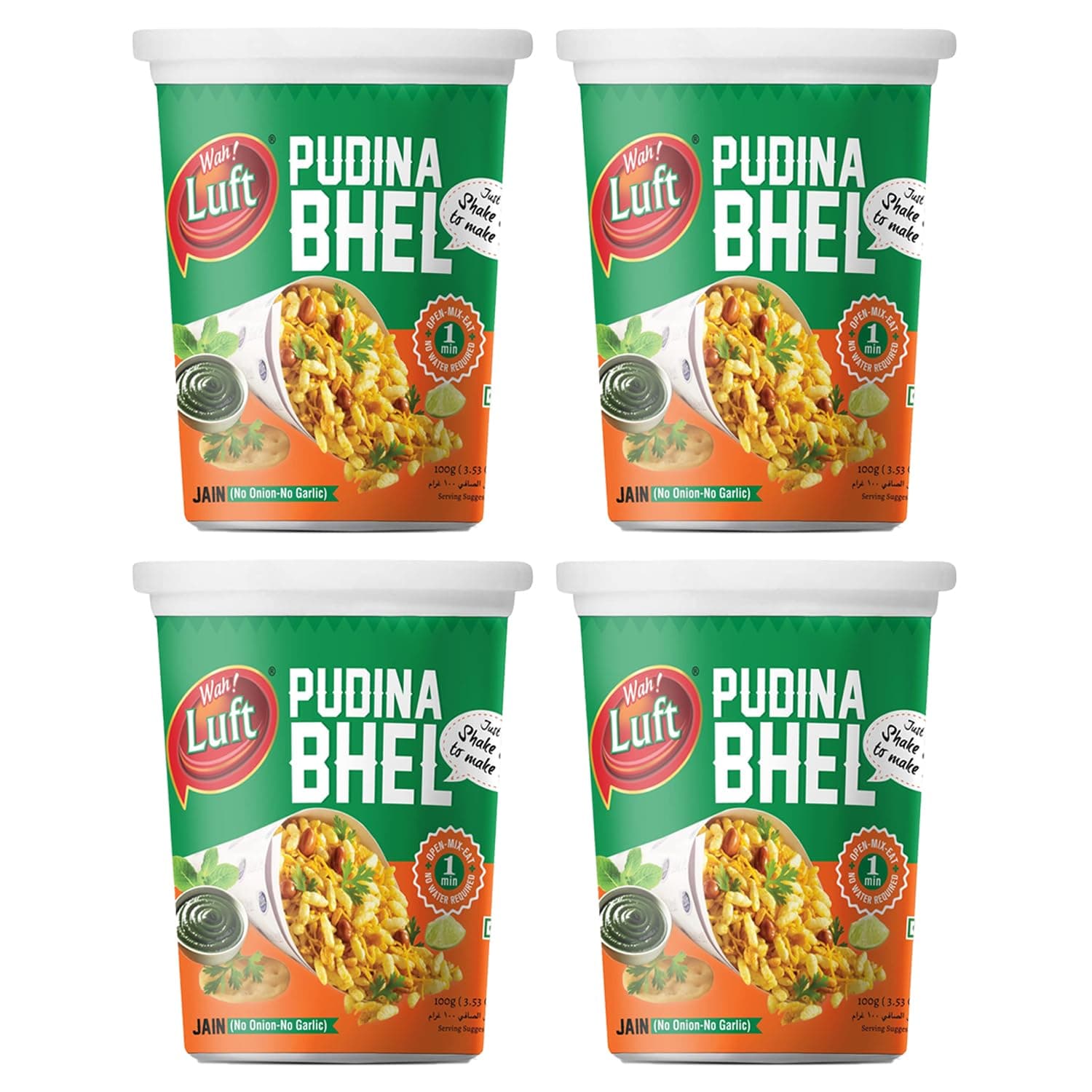 Wah!Luft Instant&Delicious Phudina Jain Bhel Puri Cup,100%Vegetarian,Masala,Crispy&Crunchy,Everyday Fresh,Healthy&Hygienic,Delicious Chaat Special Combo Pack-100G(Pack Of 4) — image 2
