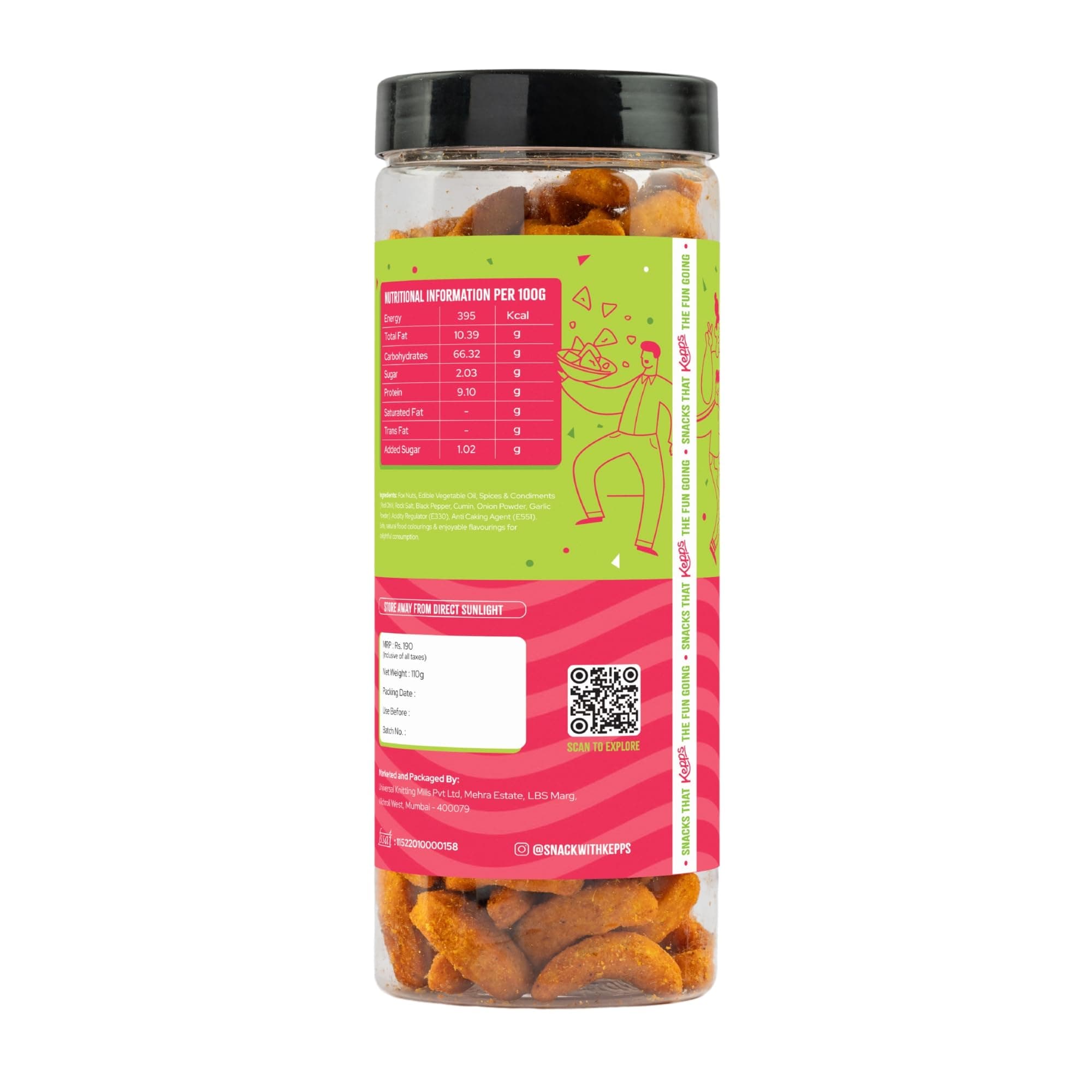 KEPPS Masala Chickpea Pops | Jain-Friendly Crunchy Snacks | Gluten-Free, High Fiber & Plant Protein | Never Fried, Low-Calorie, Guilt-Free Munchies – 110g — image 3