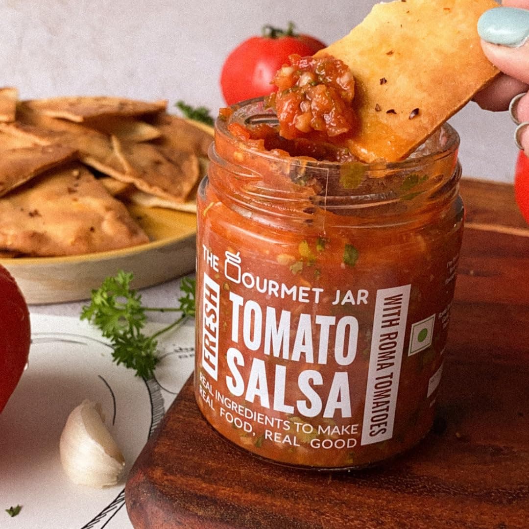 The Gourmet Jar Fresh Tomato Salsa 190g| 100% Natural, No Preservatives, No Artificial Colors, No Artificial Flavours| Vegan| Keto-friendly| Mexican Salsa| Made with Real Tomatoes| Fresh, Herby, Tangy| Enjoy it with Nachos, Tacos, Burrito Bowls & Chips| Pack of 1 — image 3
