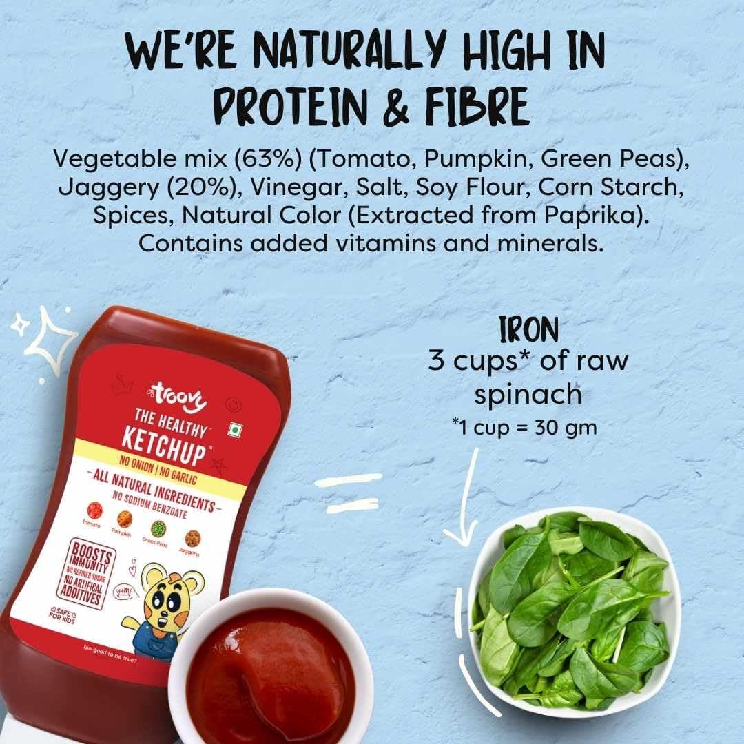 Troovy Healthy Tomato Ketchup | No Onion and No Garlic | No Processed Sugar (uses Jaggery) | 100% Chemical Free | No Preservatives | No MSG | No Sodium Benzoate | All Natural Ingredients | Contains Minerals like Iron | Tastes like Regular Tomato Ketchup | Pack of 2 — image 6
