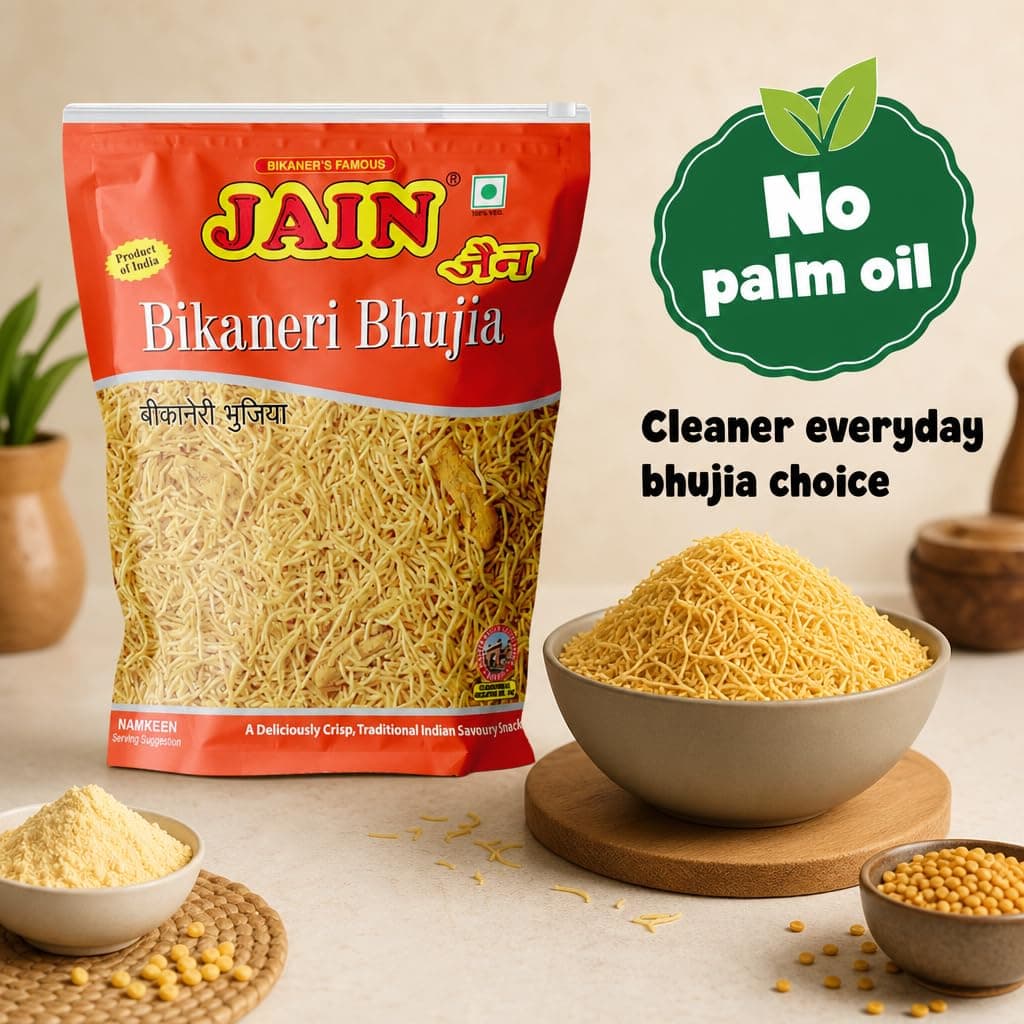 JAIN Bikaneri Bhujia, Size - 1Kg, Asli Bikaneri, Handmade, No Palm Oil, Zipper Pack — image 5